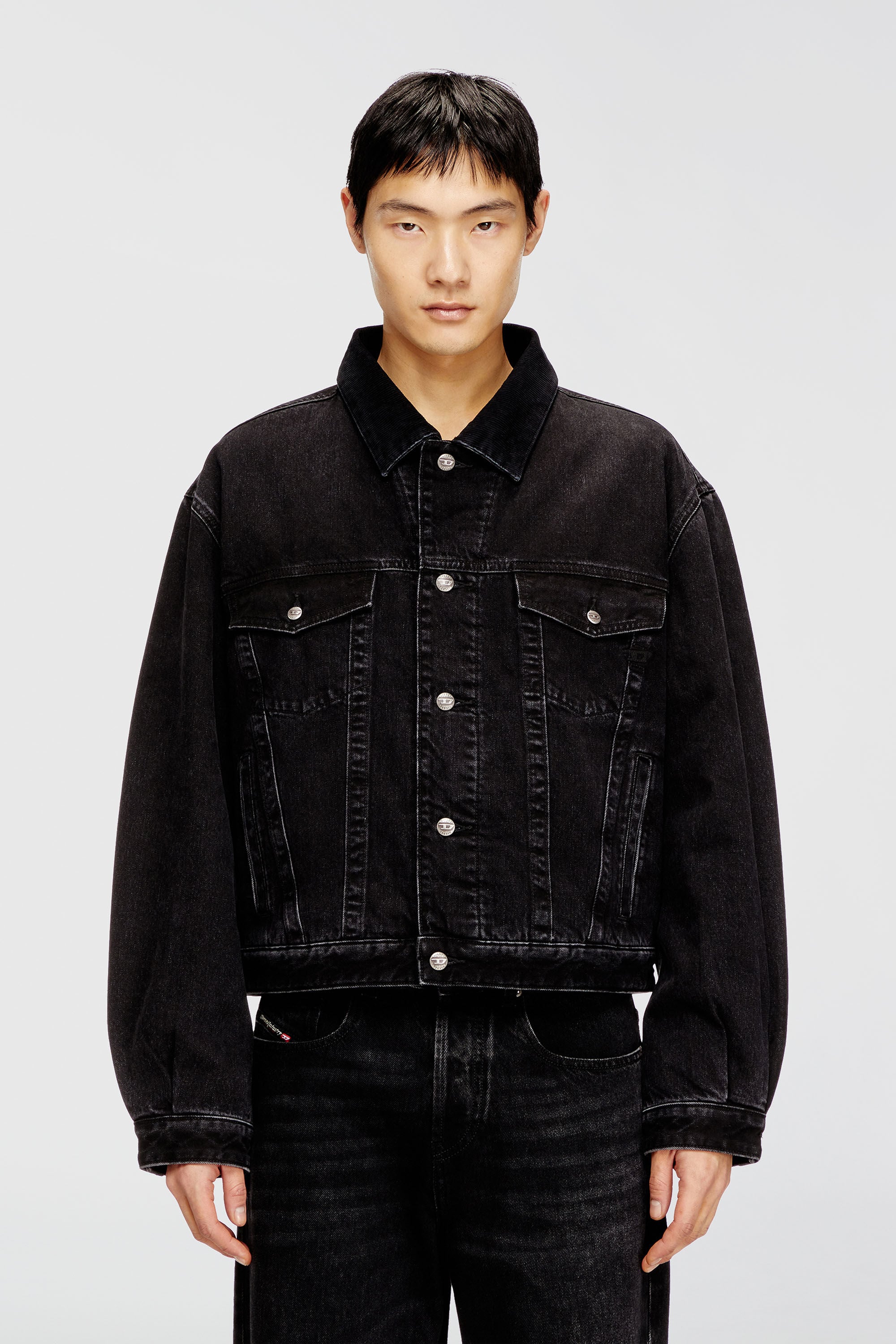 Diesel - D-RANGER-T, Unisex Gesteppte Truckerjacke aus Denim in Schwarz - 3