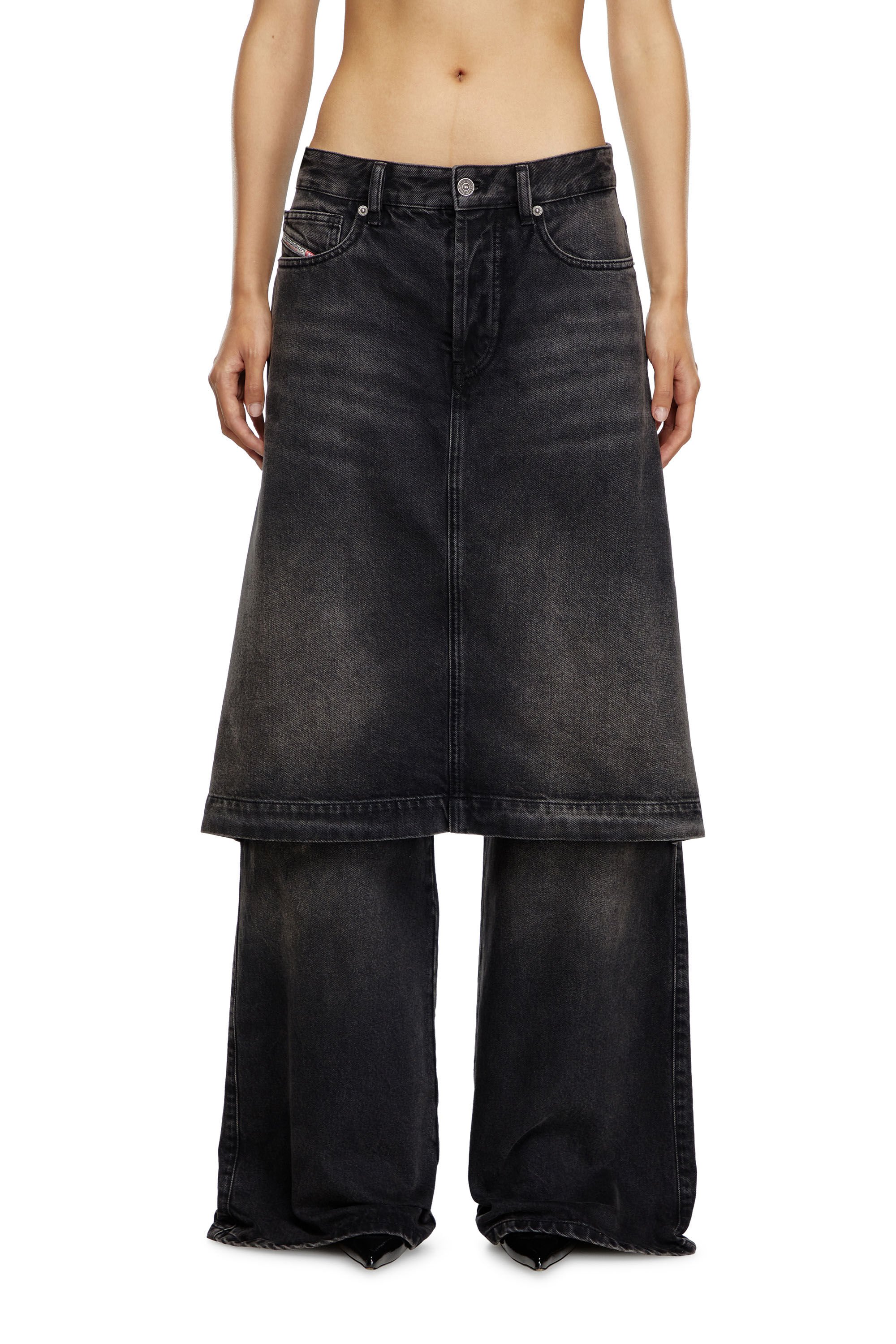 Diesel - Damen Straight Jeans D-Syren 0CBDG, Schwarz/Dunkelgrau - Image 3