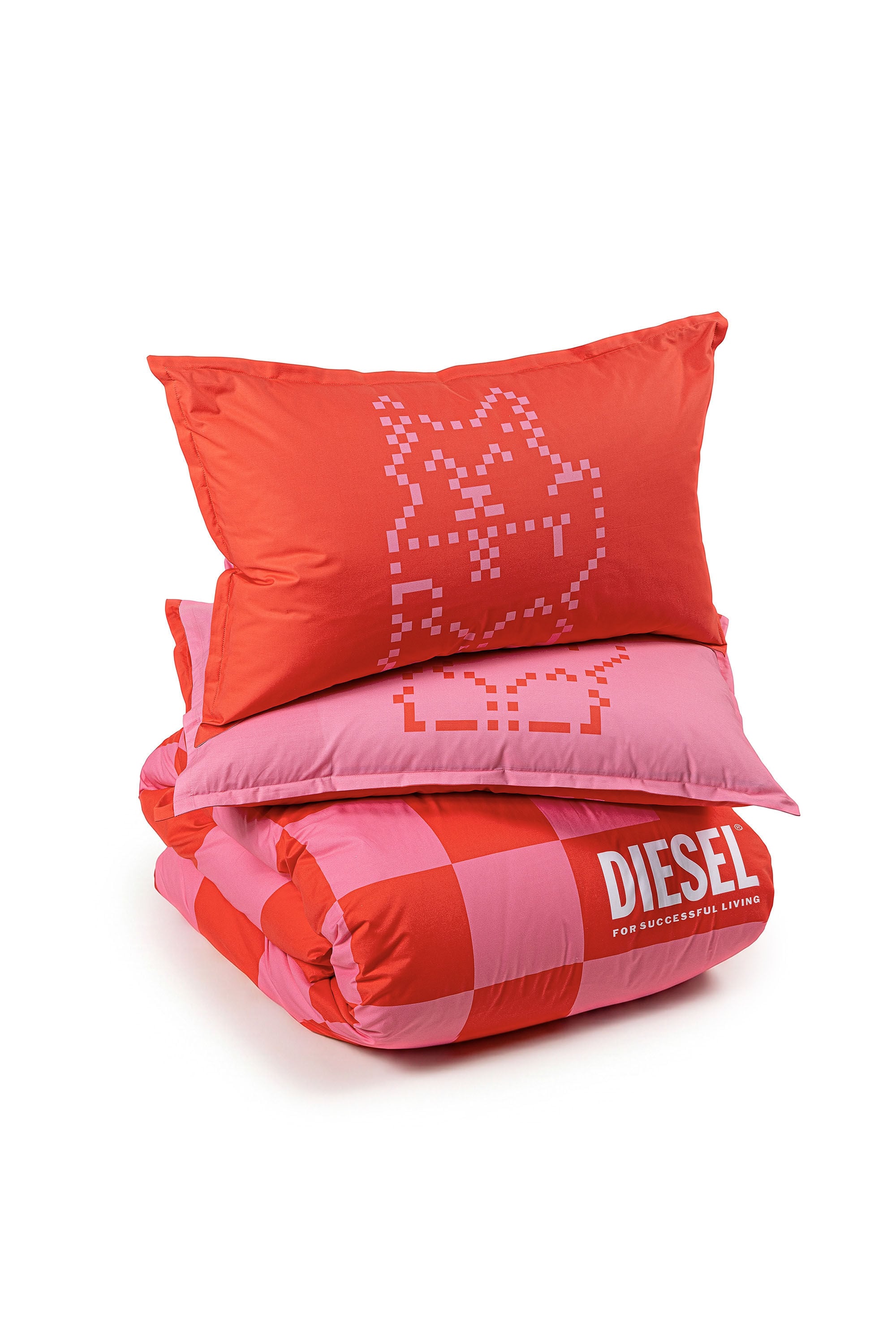Diesel - 1018118  PIXEL DUCKS PINK/RED PERCALE DU, Unisex Perkal-Bettw&auml;sche-Set f&uuml;r Queen-Size-Bett in Rot - 2