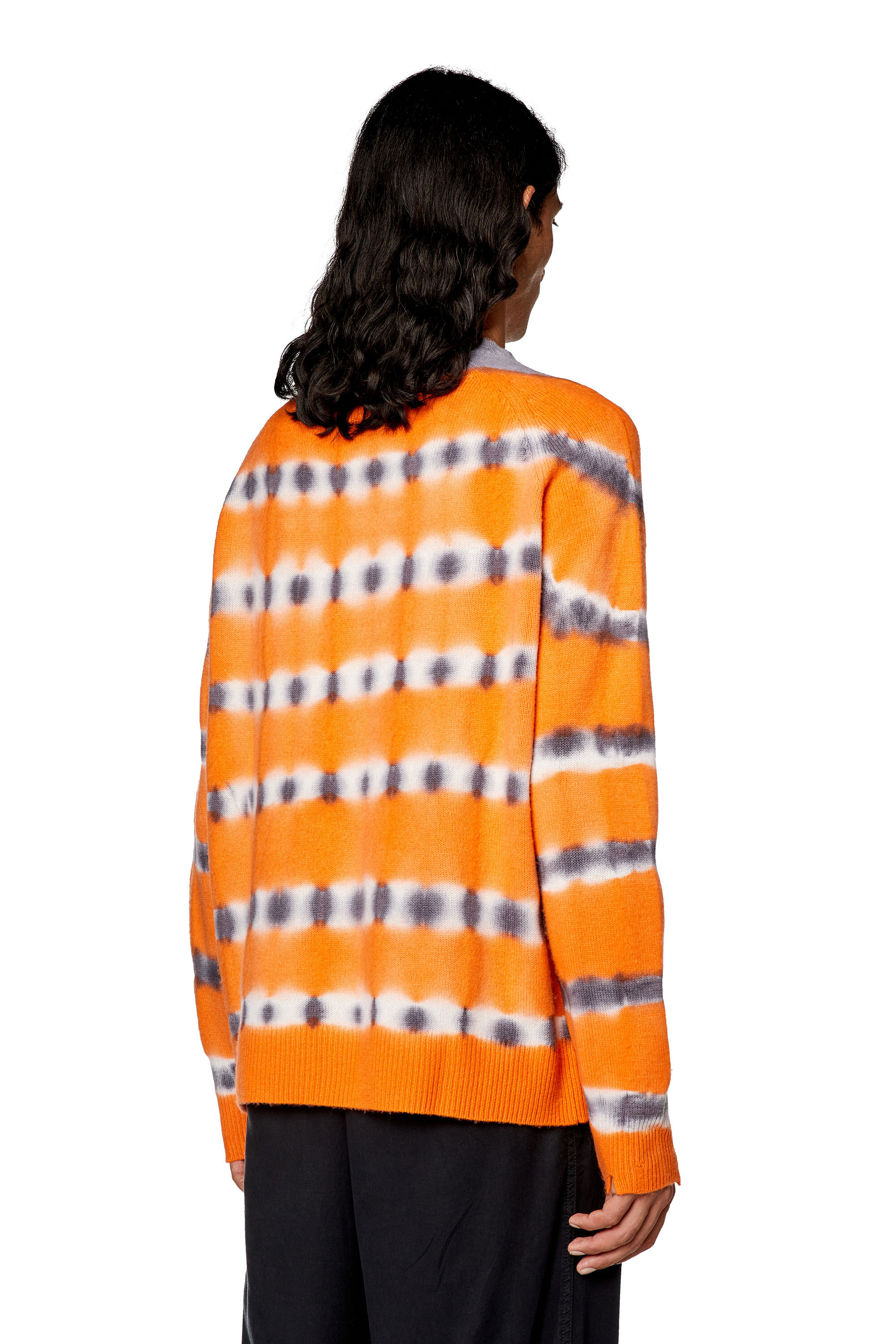 Diesel - K-RO, Herren Pullover aus Woll-Jersey in Batik-Optik in Orange - 4