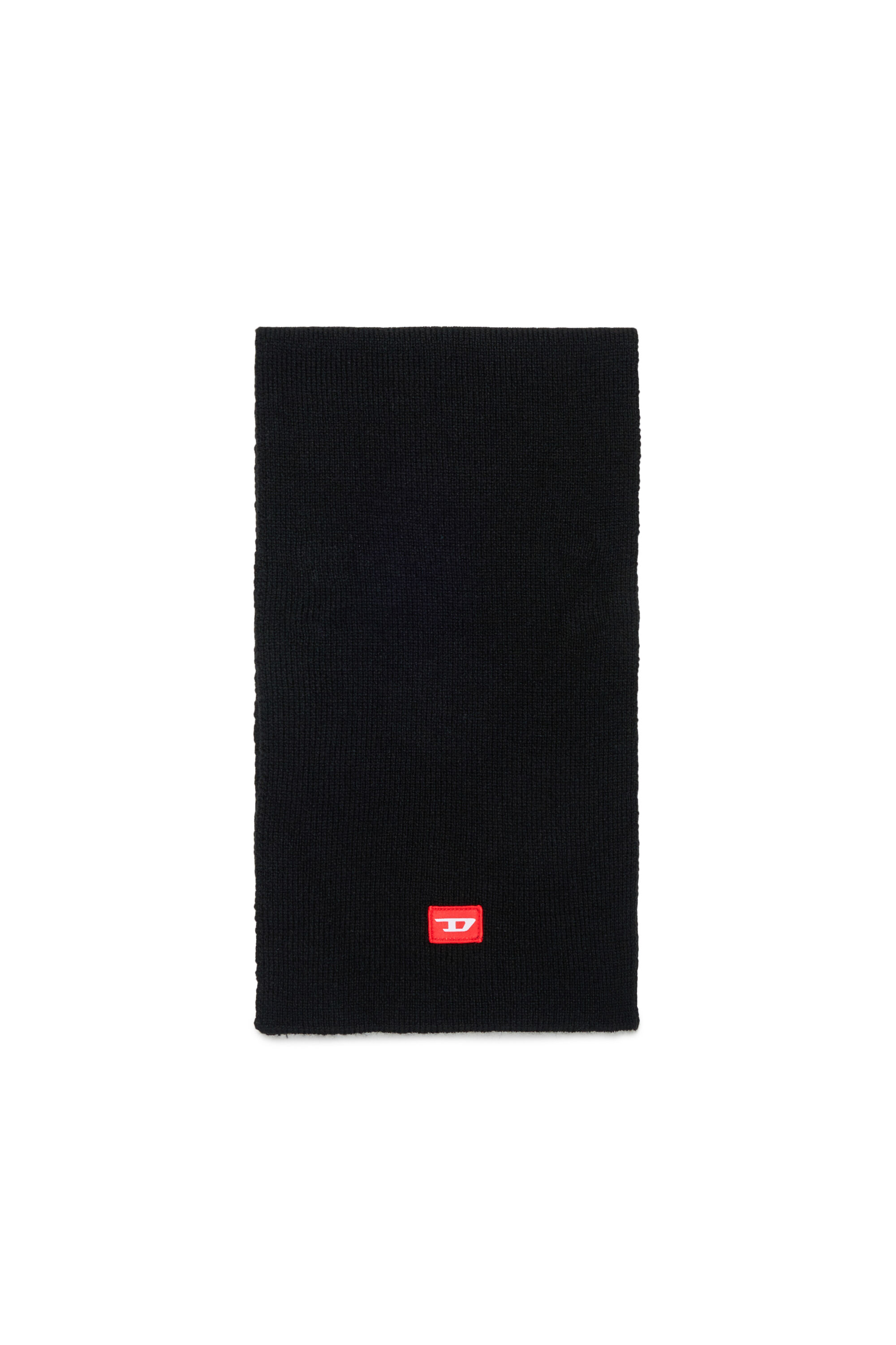 Diesel - RLOT, Unisex's Wool-blend scarf with D logo patch in Black - 1