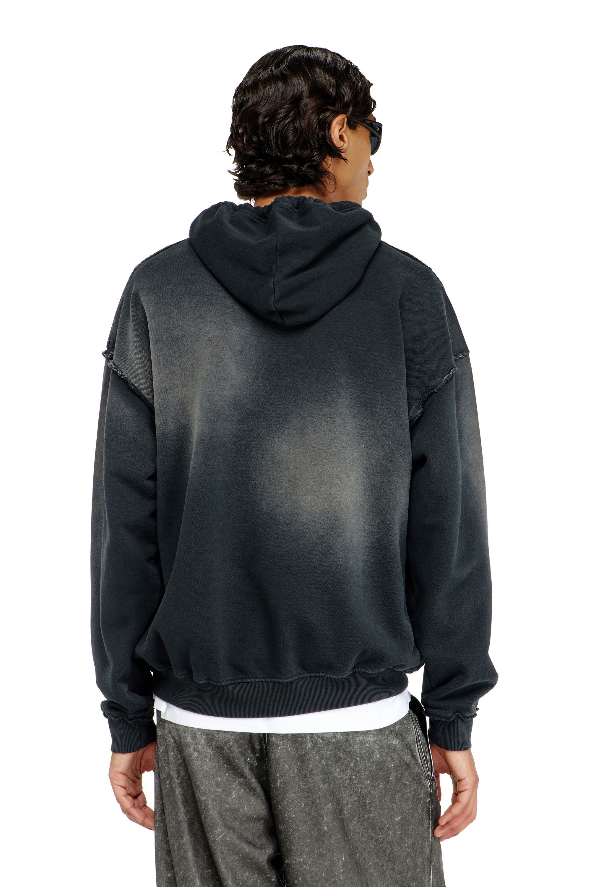 Diesel - S-POCK-HOOD, Herren Verblasster Baumwoll-Hoodie mit ausgefransten Details in null - 4