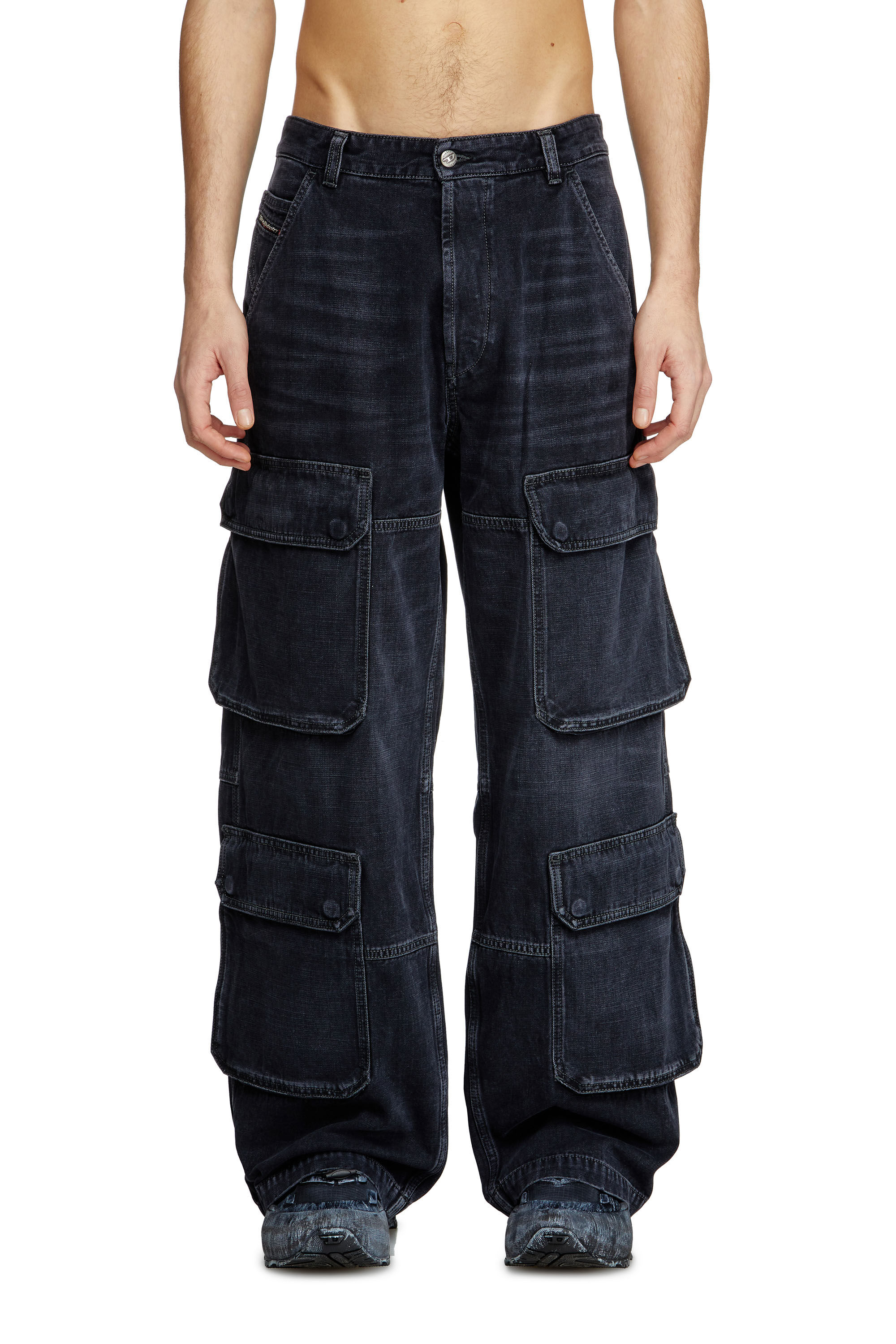 Diesel - Herren Relaxed Jeans D-Touch 007Z9, Schwarz/Dunkelgrau - 3