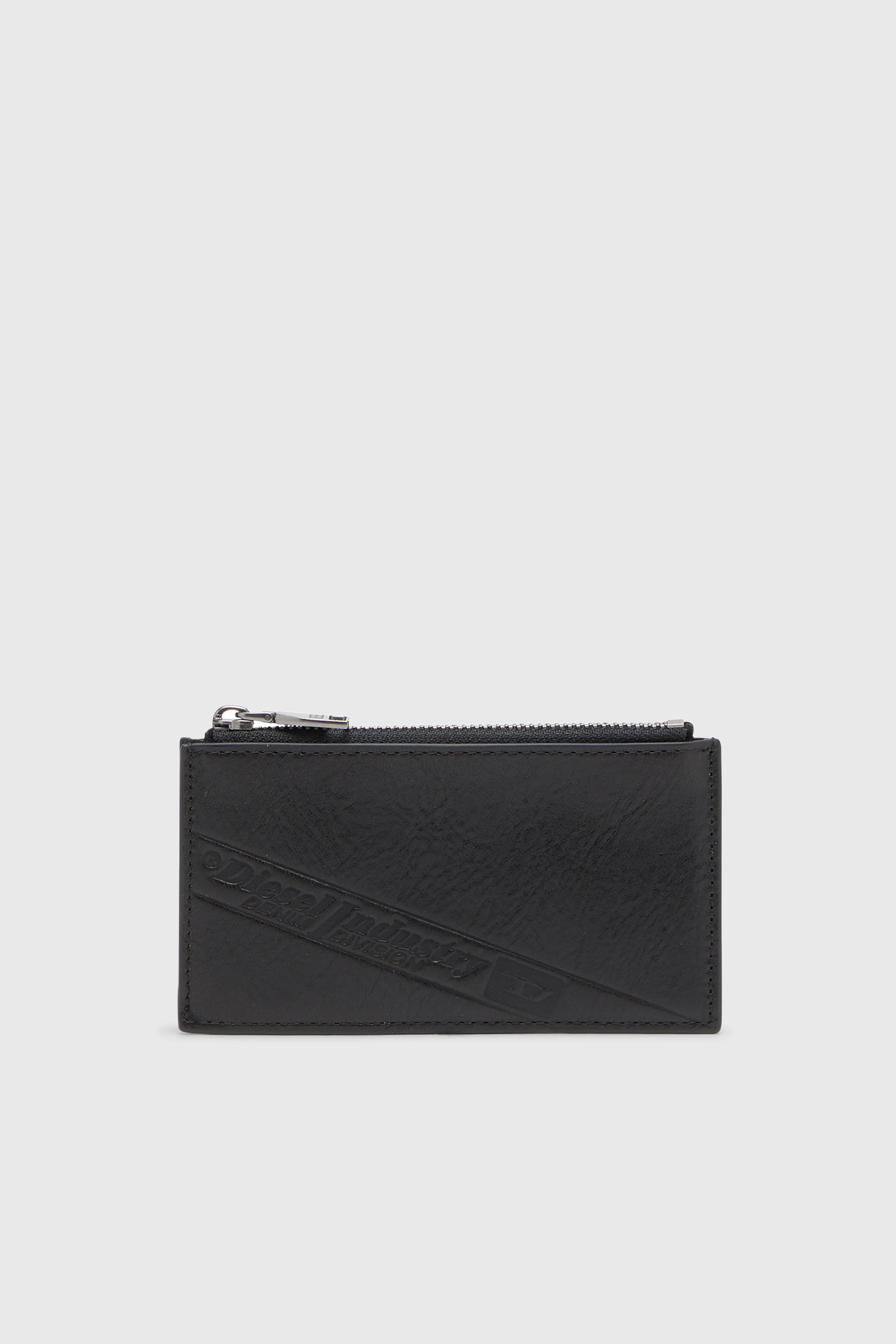 Diesel - FLAG-D CARD HOLDER III, Herren Leder-Kartenetui mit Rei&szlig;verschluss in Schwarz - 1