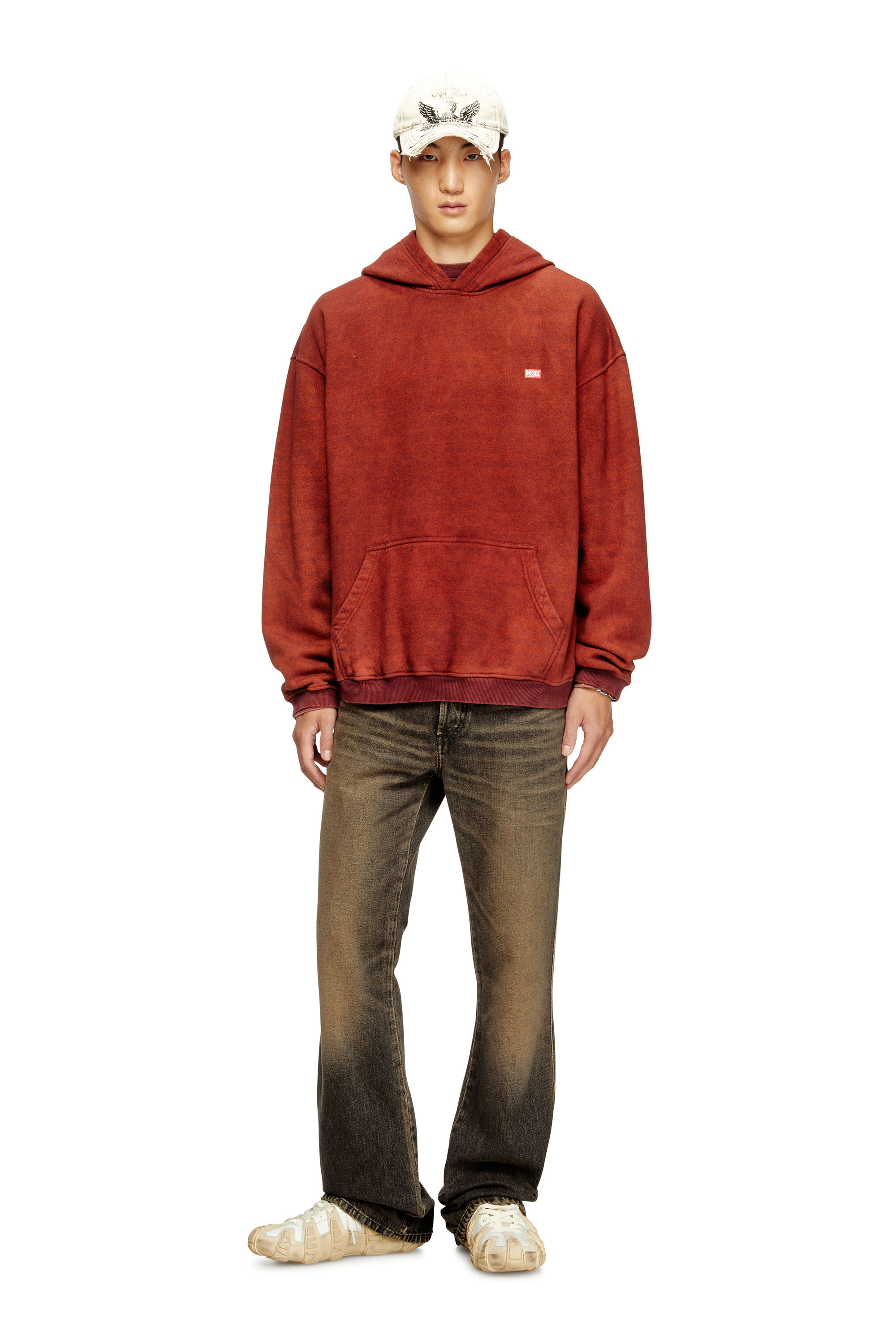 Diesel - S-KAI, Herren Hoodie aus Baumwolle mit Kängurutasche in Braun - 1