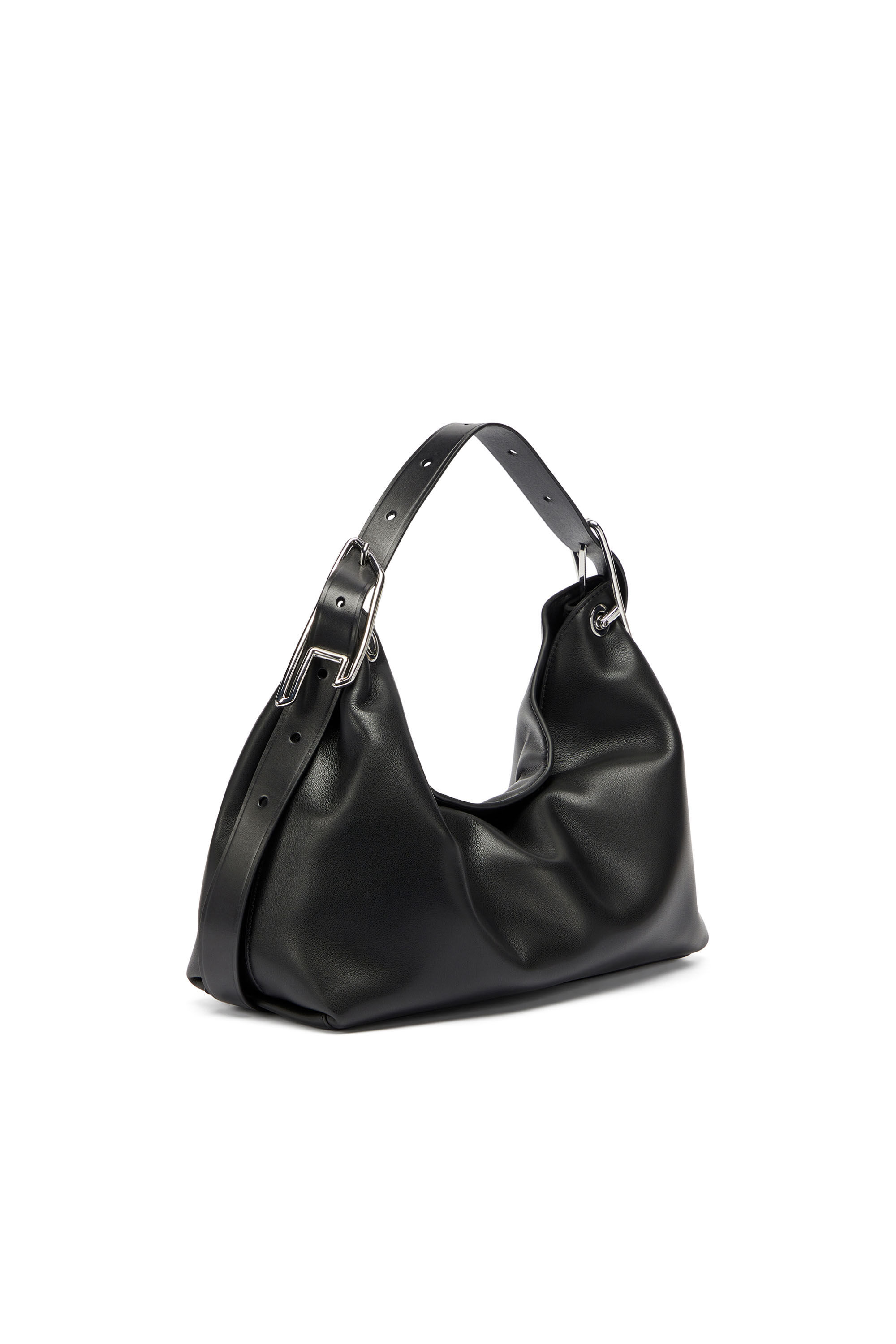 Diesel - D-LINE SHOULDER, Damen D-Line-Leder-Schultertasche in Schwarz - 7