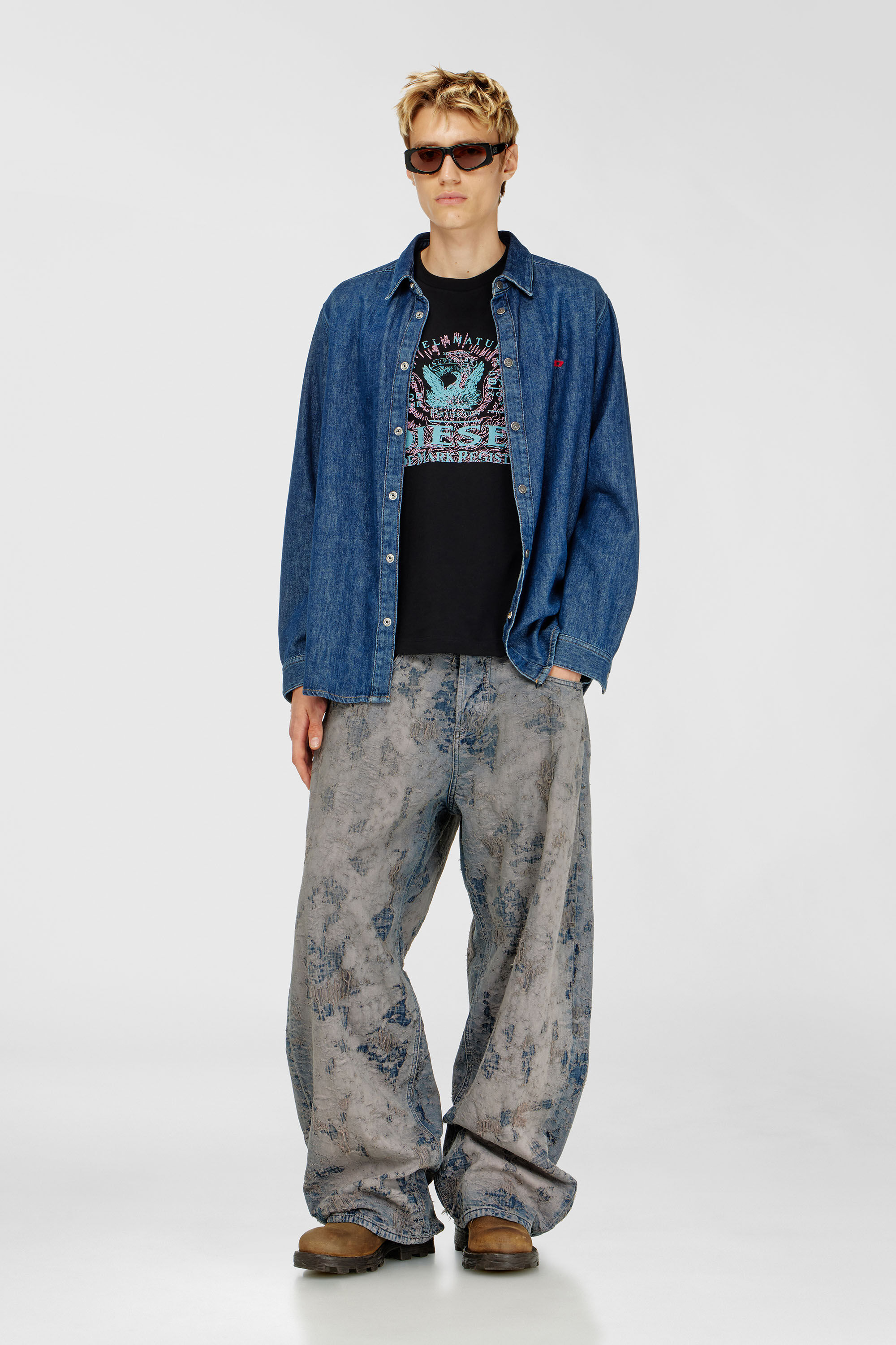 Diesel - T-JUST-FENIX-T92, Herren T-Shirt aus Baumwolle mit Grafikprint in Schwarz - 1