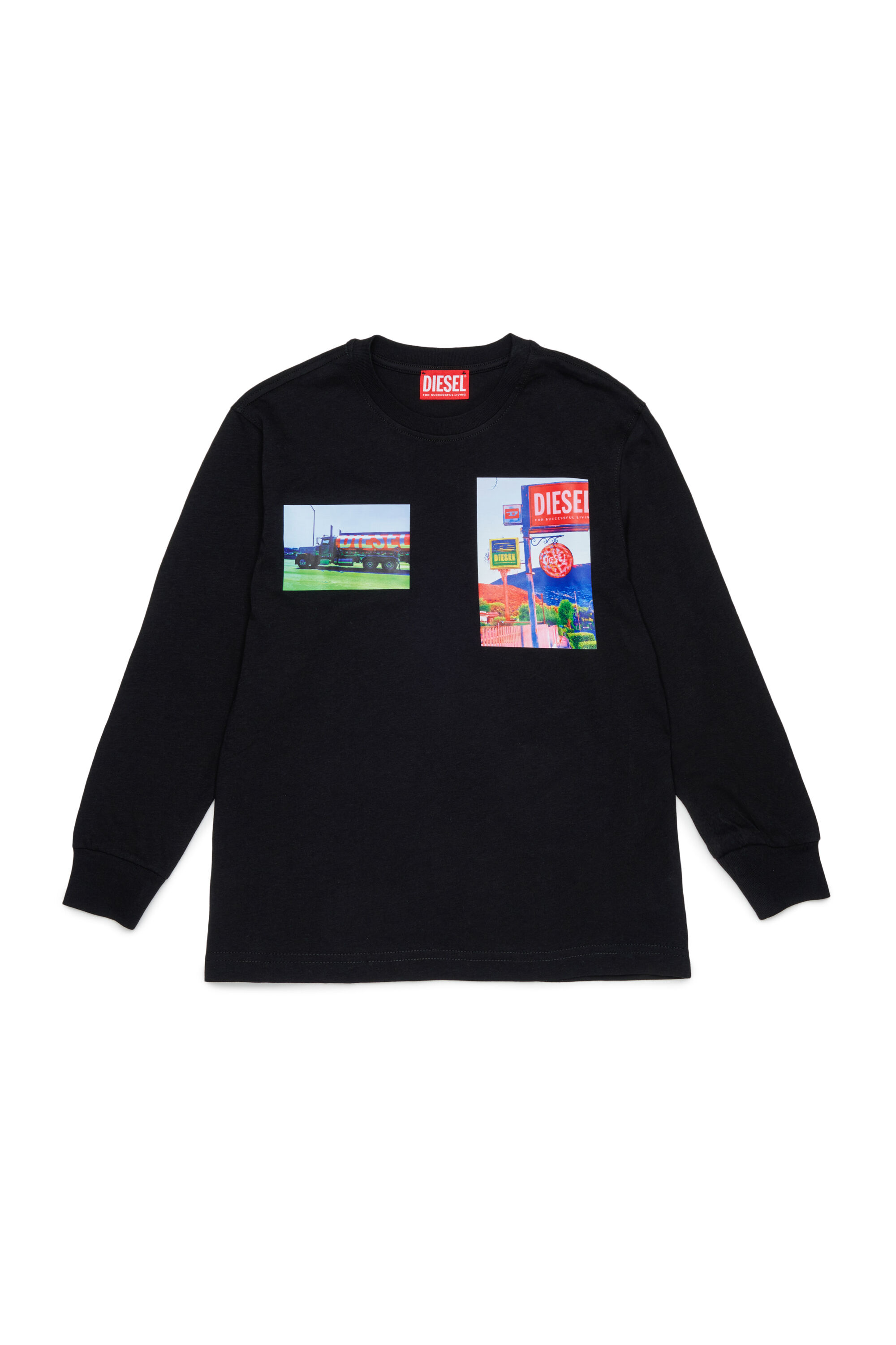 Diesel - TFORMY OVER, Herren Langarm-T-Shirt mit photo prints in Schwarz - 1