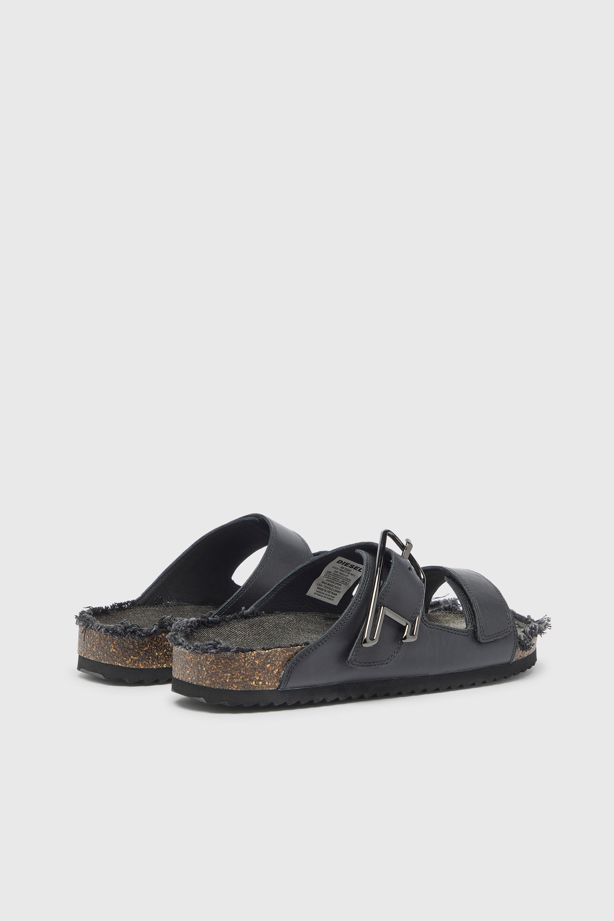 Diesel - D-WOODSTOCK D SANDAL, Herren D-Woodstock - Lederriemen mit Korkfu&szlig;bett in Schwarz - 3