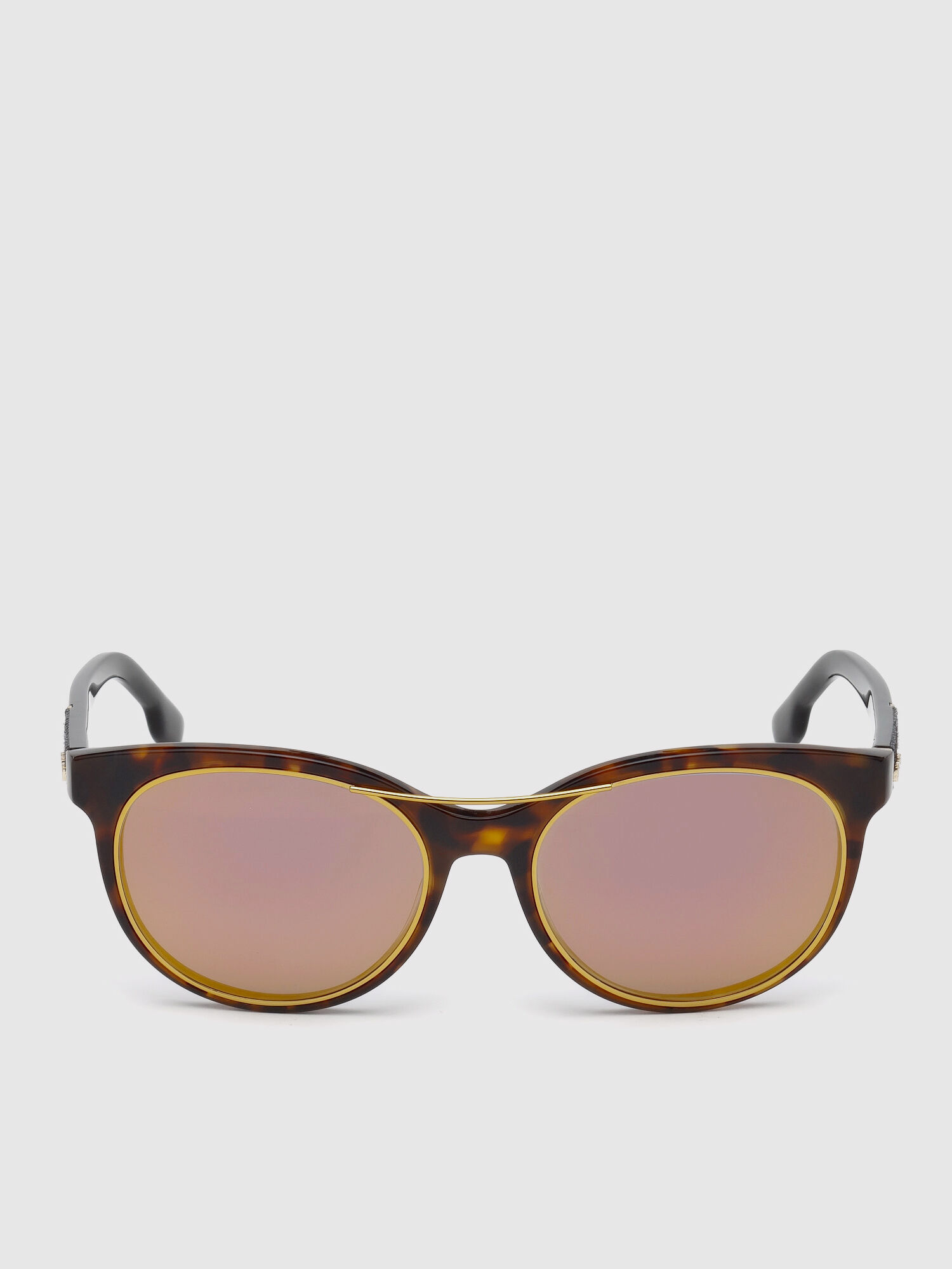 Diesel - DL0213, Damen Sonnenbrille mit Denim- und Metalldetails in Braun - 1