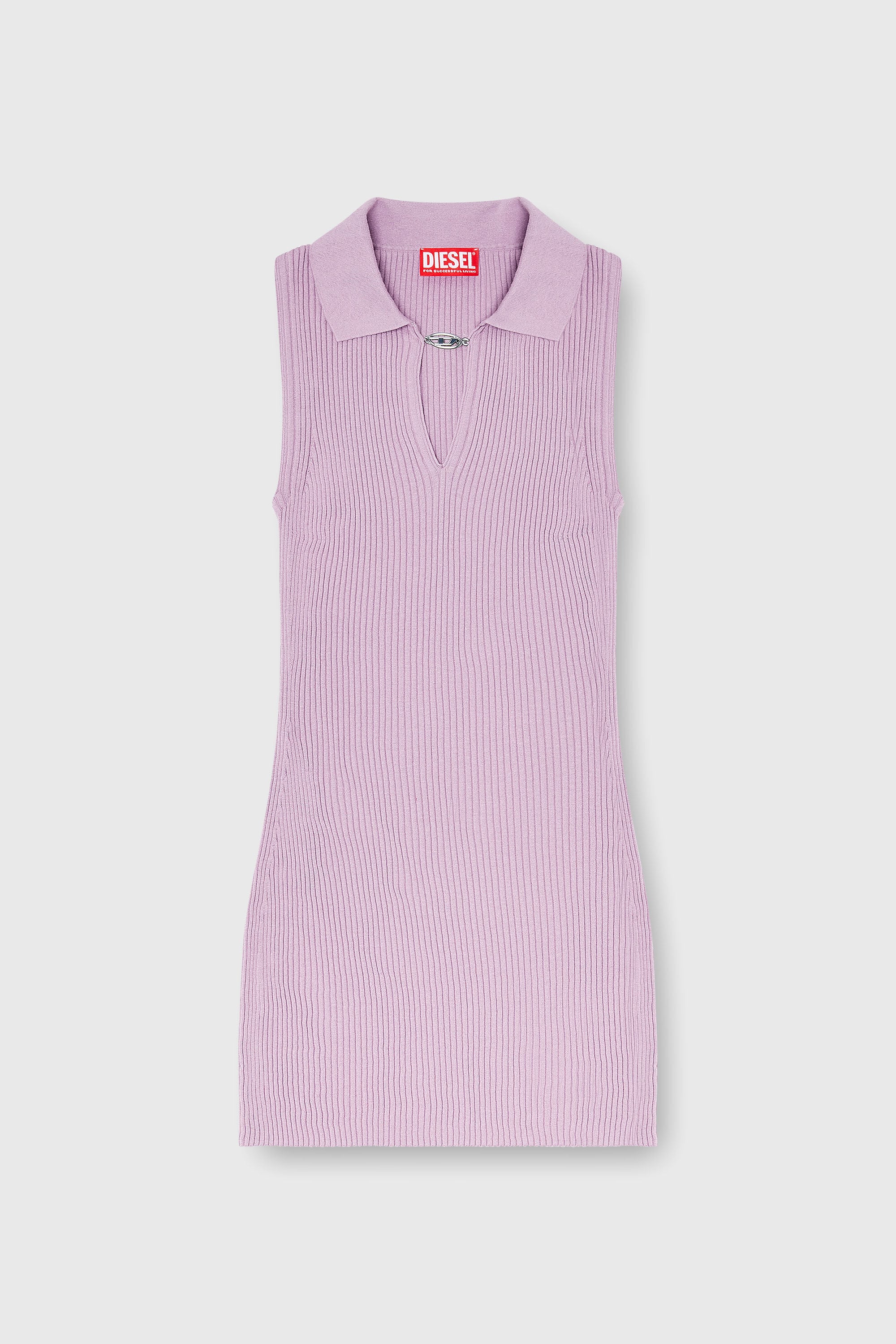 Diesel - M-LILMA, Damen Kurzes Polokleid aus Seidenmischung in Rippstrick in Rosa - 2