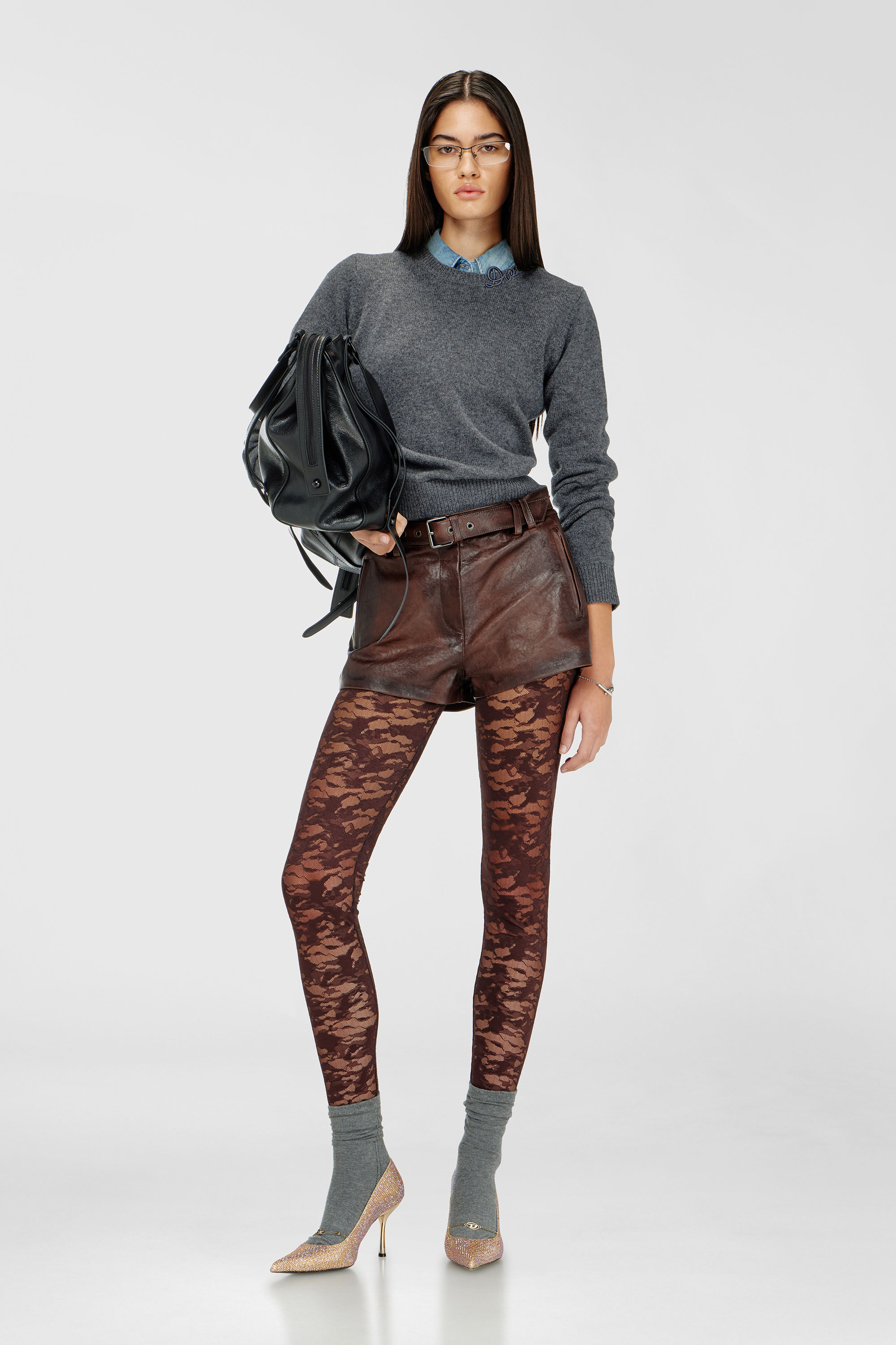 Diesel - HAYLEY-UTLT, Damen Leggings aus Nylon mit camouflage-Spitze in null - 5