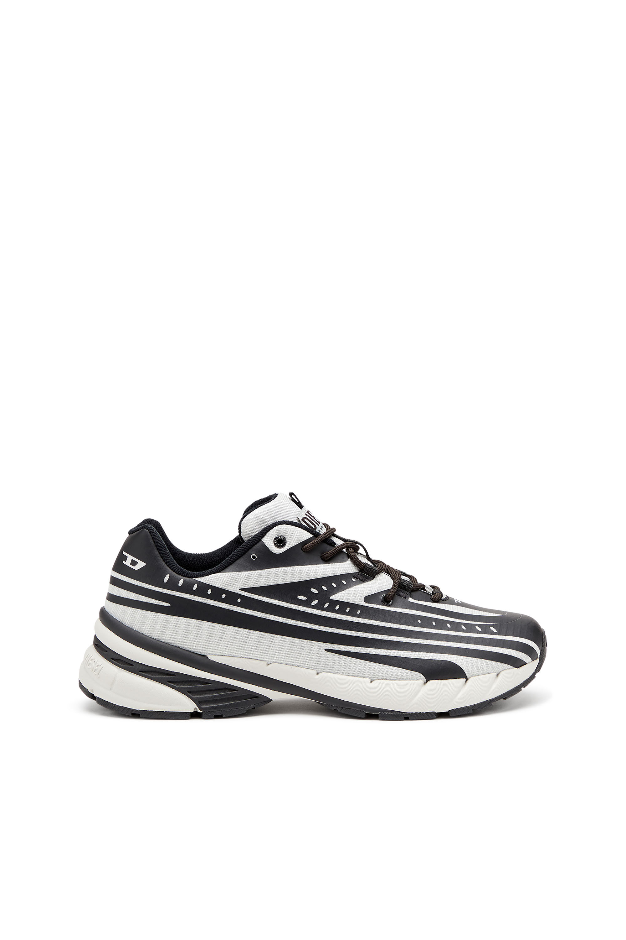 Diesel - D-AIRSPEED LOW, Herren D-Airspeed Low-Gestreifte Sneakers aus beschichtetem Ripstop in Schwarz/Grau - 1