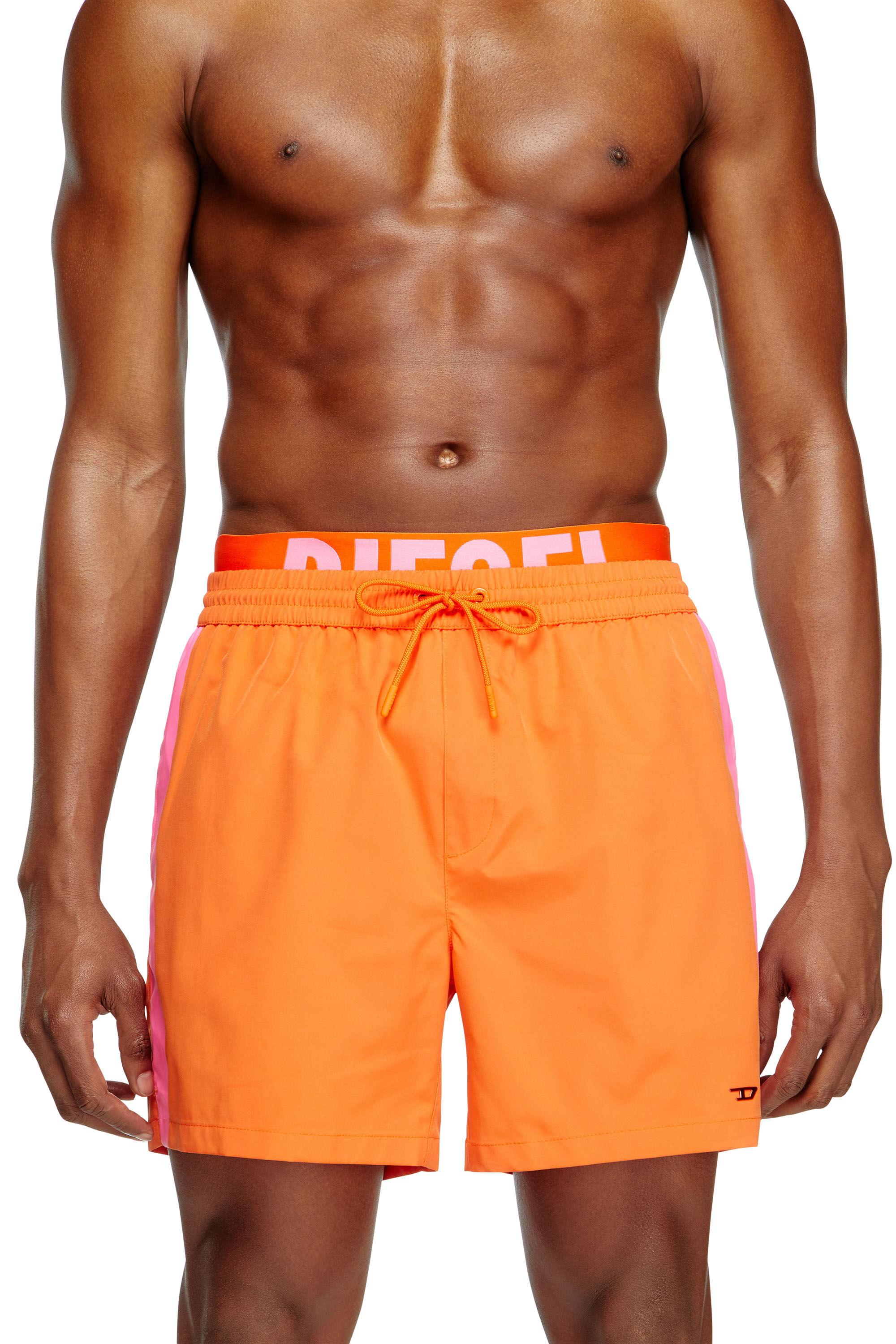 Diesel - VISPER-41-D-POP, Herren Mittellange Badeshorts mit Hybrid-Bund in Orange/Rosa - 1