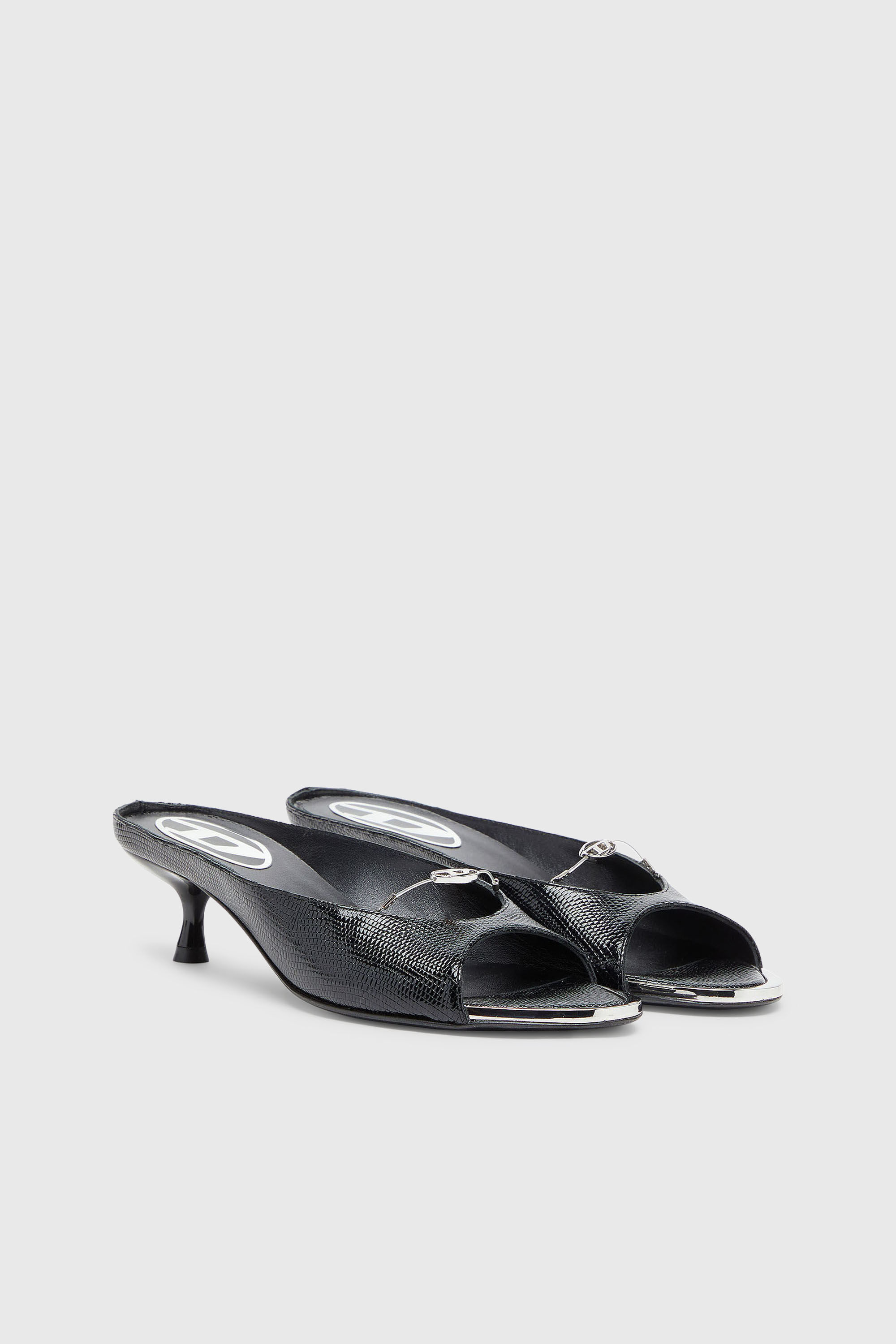 Diesel - D-DIAM'S-SA-40, Damen D-Diam's &ndash; Lederpantolette mit schwebendem Oval-D in Schwarz - 2