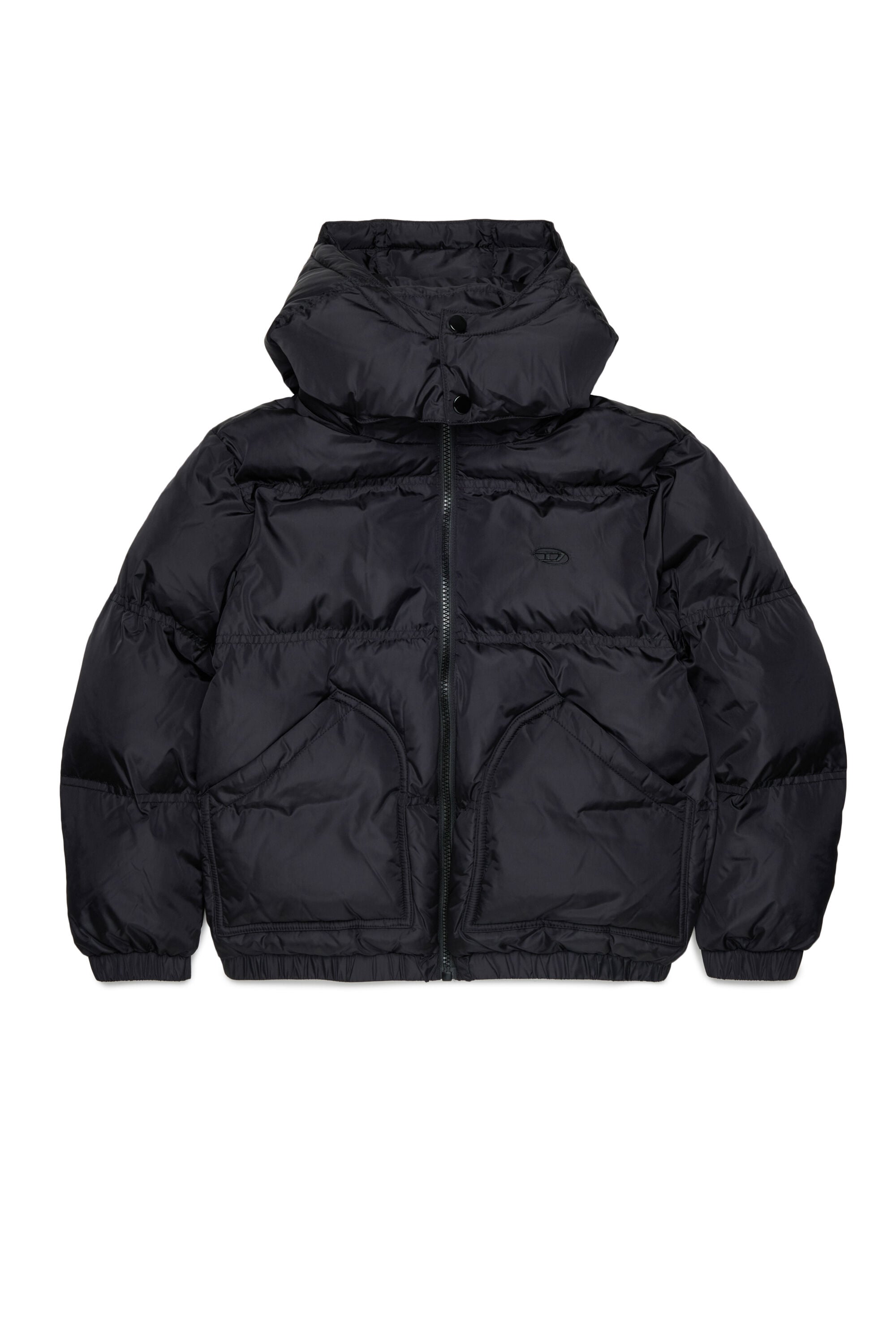 Diesel - JRIVON, Unisex's Hooded puffer jacket with oversized pockets in Black - 1