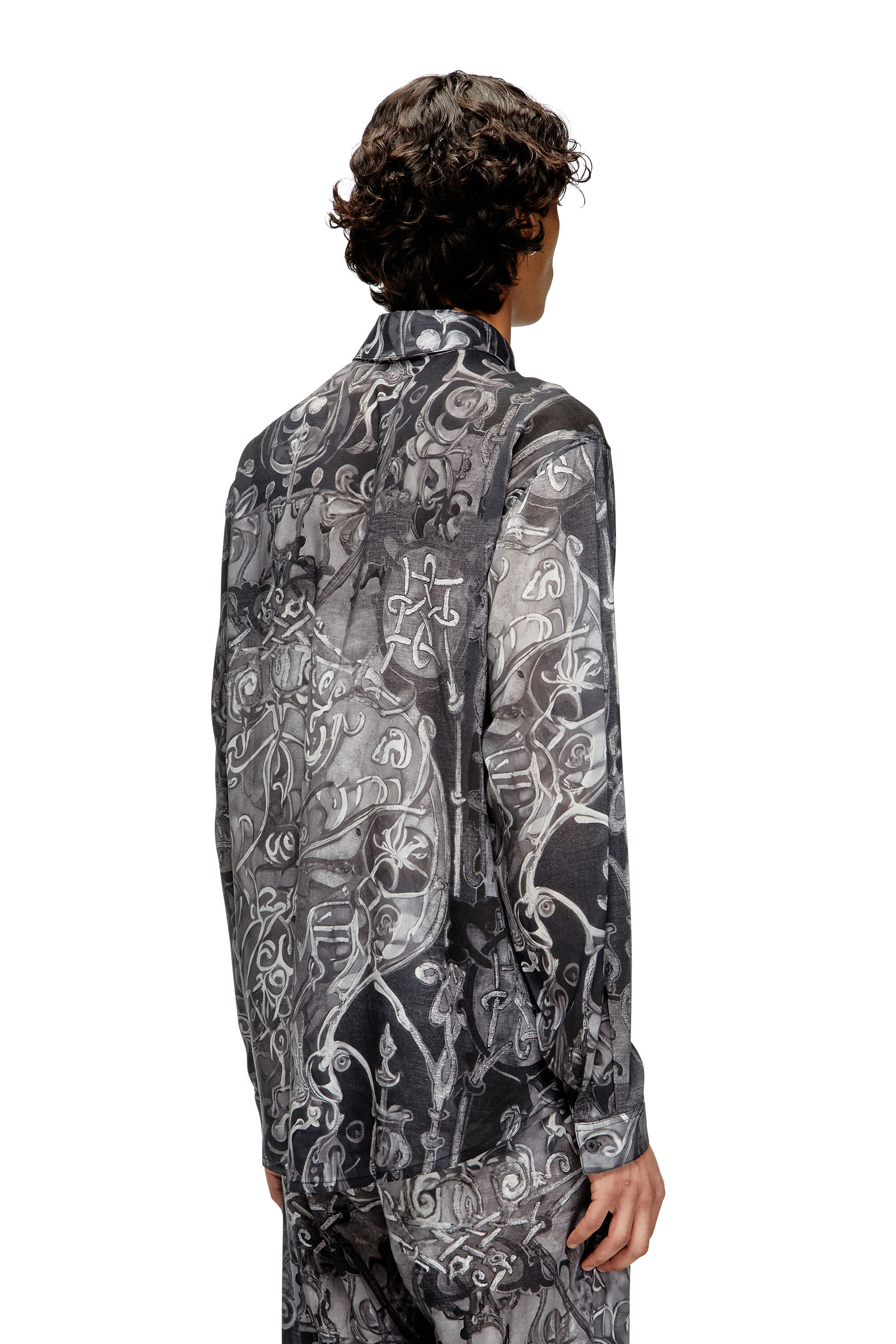 Diesel - S-SIMPLY-B-AJFW, Herren Hemd aus TENCEL™ mit mittelalterlichem Print in Schwarz - 2