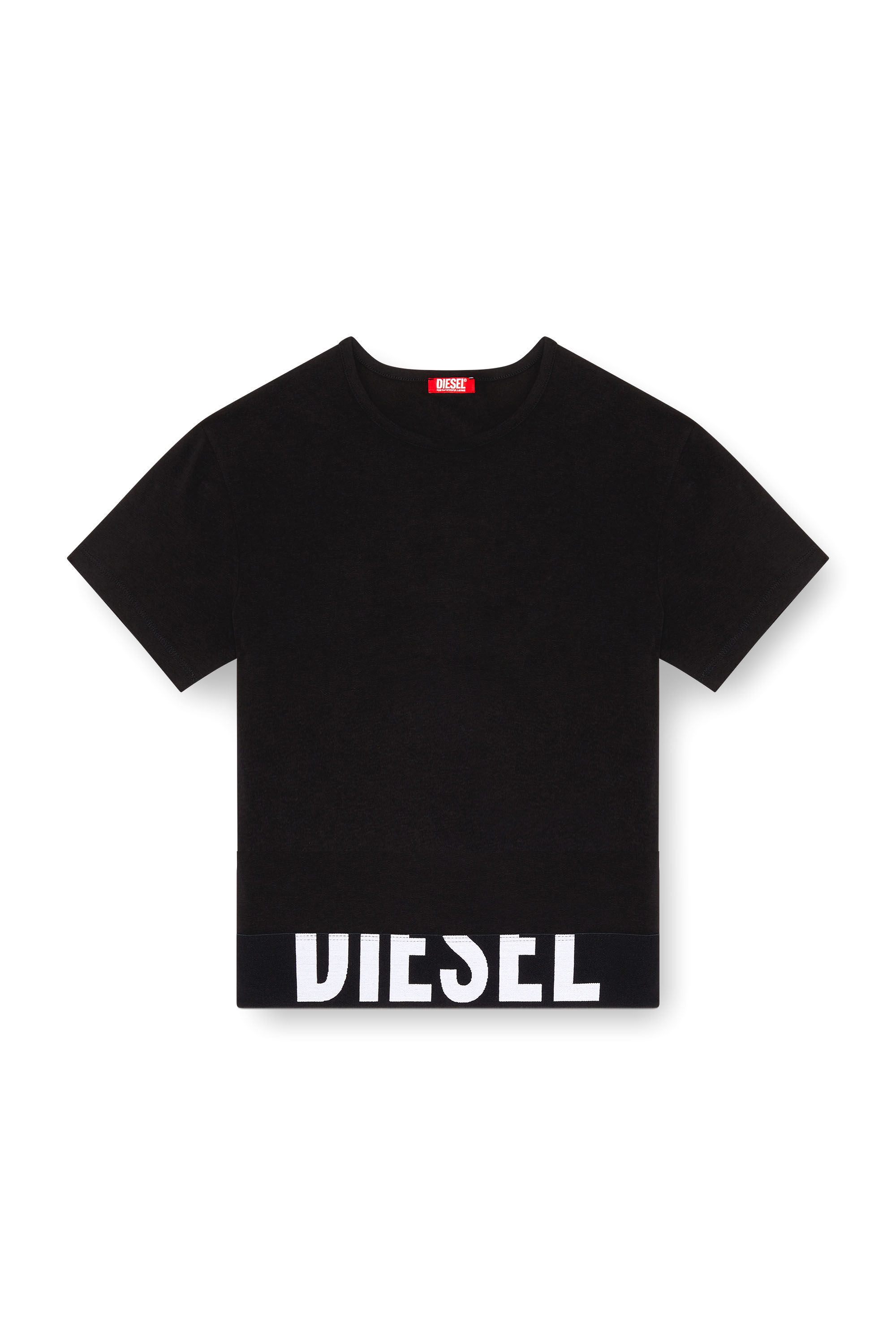 Diesel - UFTEE-SPORT-CROPPED-T-SHIRT, Damen Sportliches verkürztes Top mit Logo-Band in Schwarz - 2
