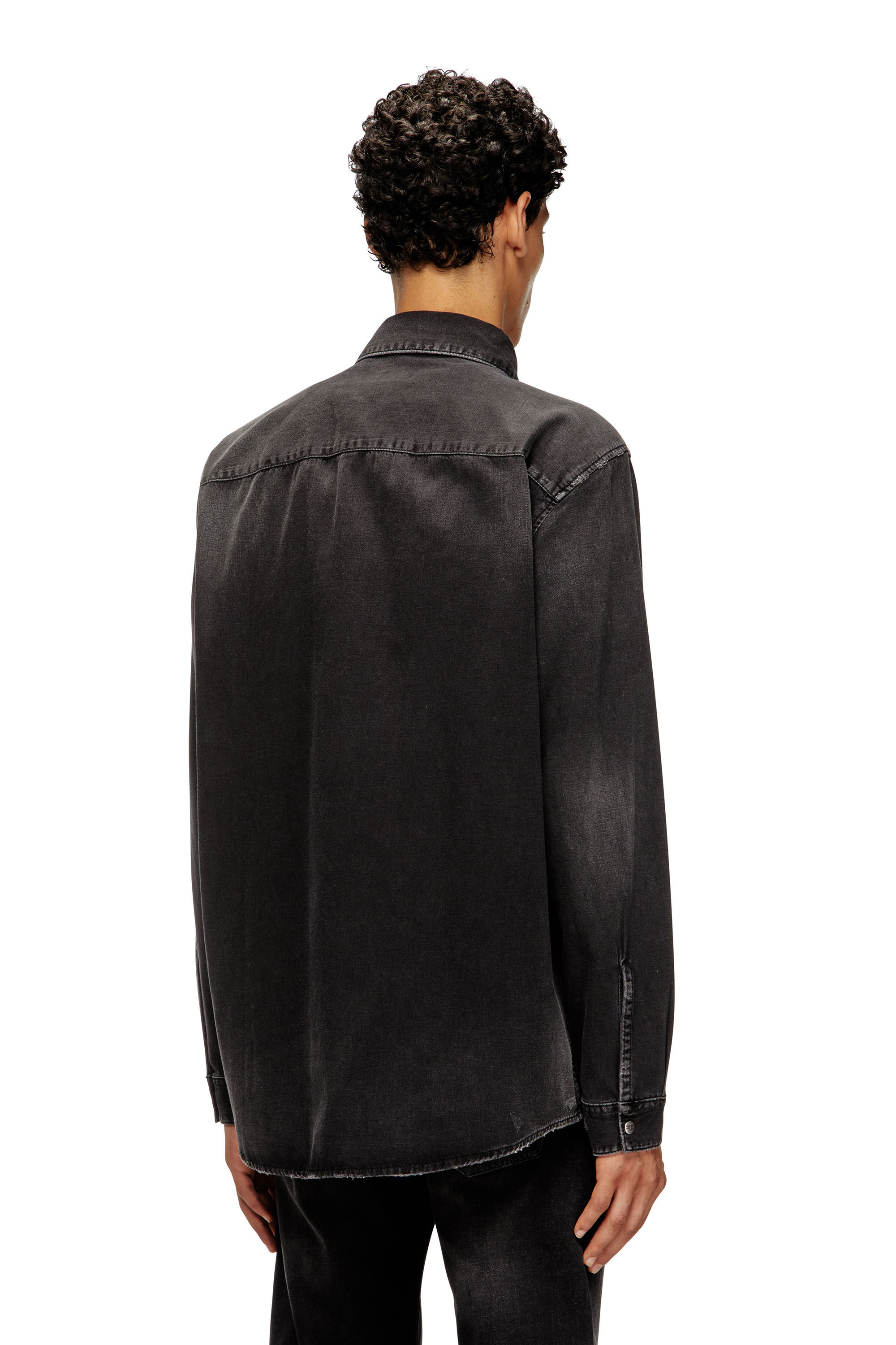 Diesel - D-SIMPLY, Herren Langärmeliges Denimhemd in Schwarz - 4
