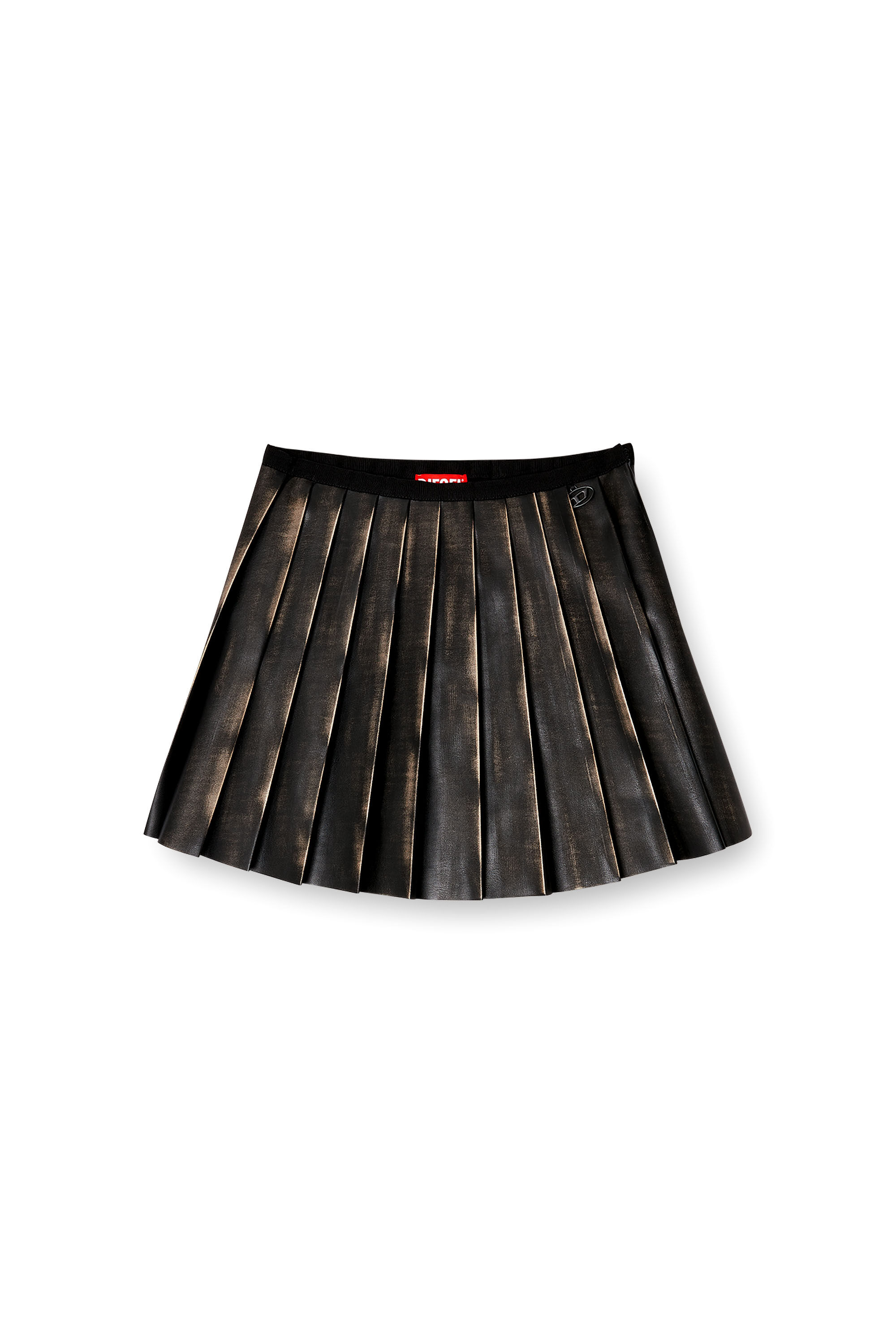Diesel - O-SAKA-MINI, Damen Kurzer Faltenrock mit Used-Effekt in Braun - 2