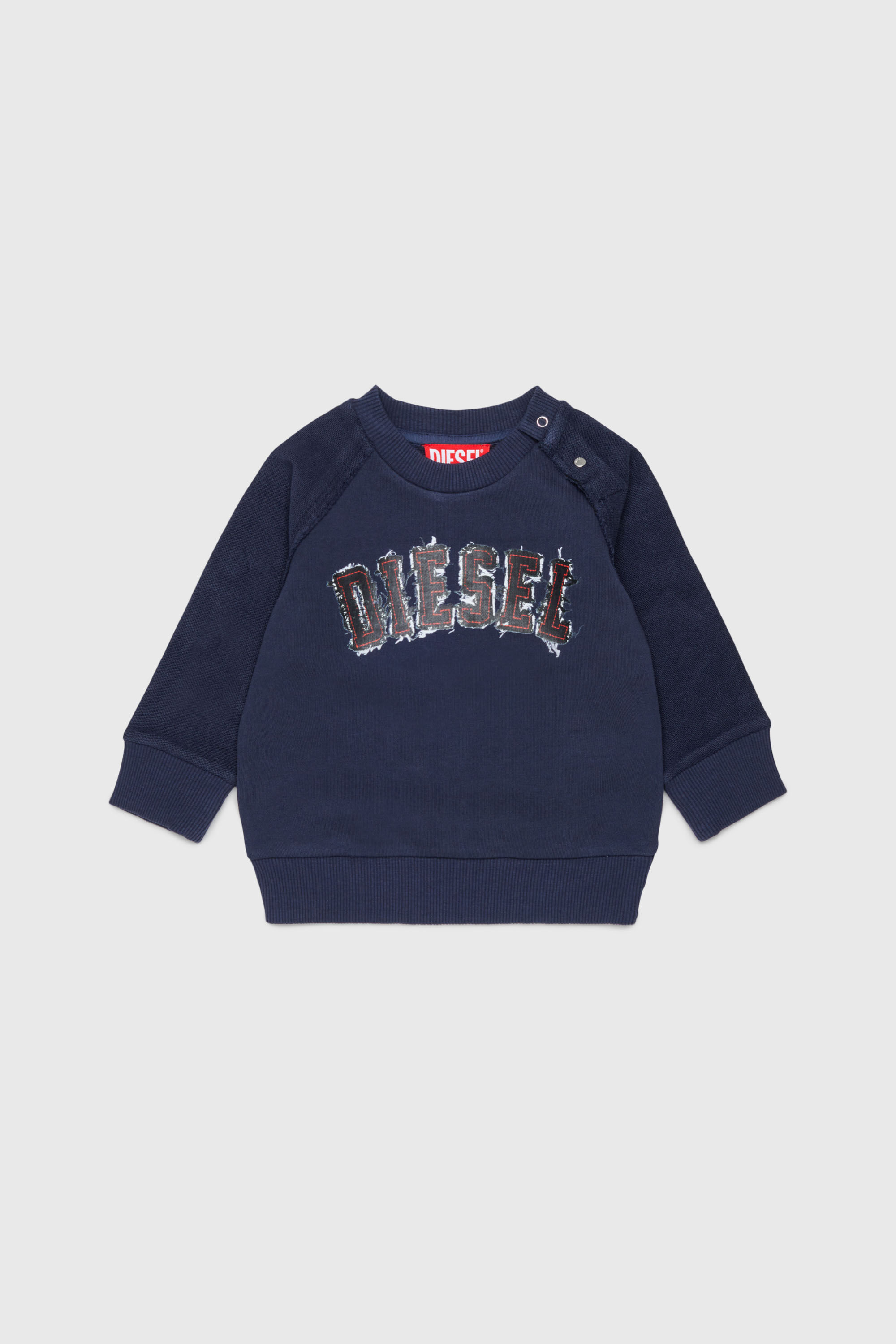 Diesel - SEANSB, Herren Baumwoll-Sweatshirt mit Logo im Frayed-Effekt in Dunkelblau - 1