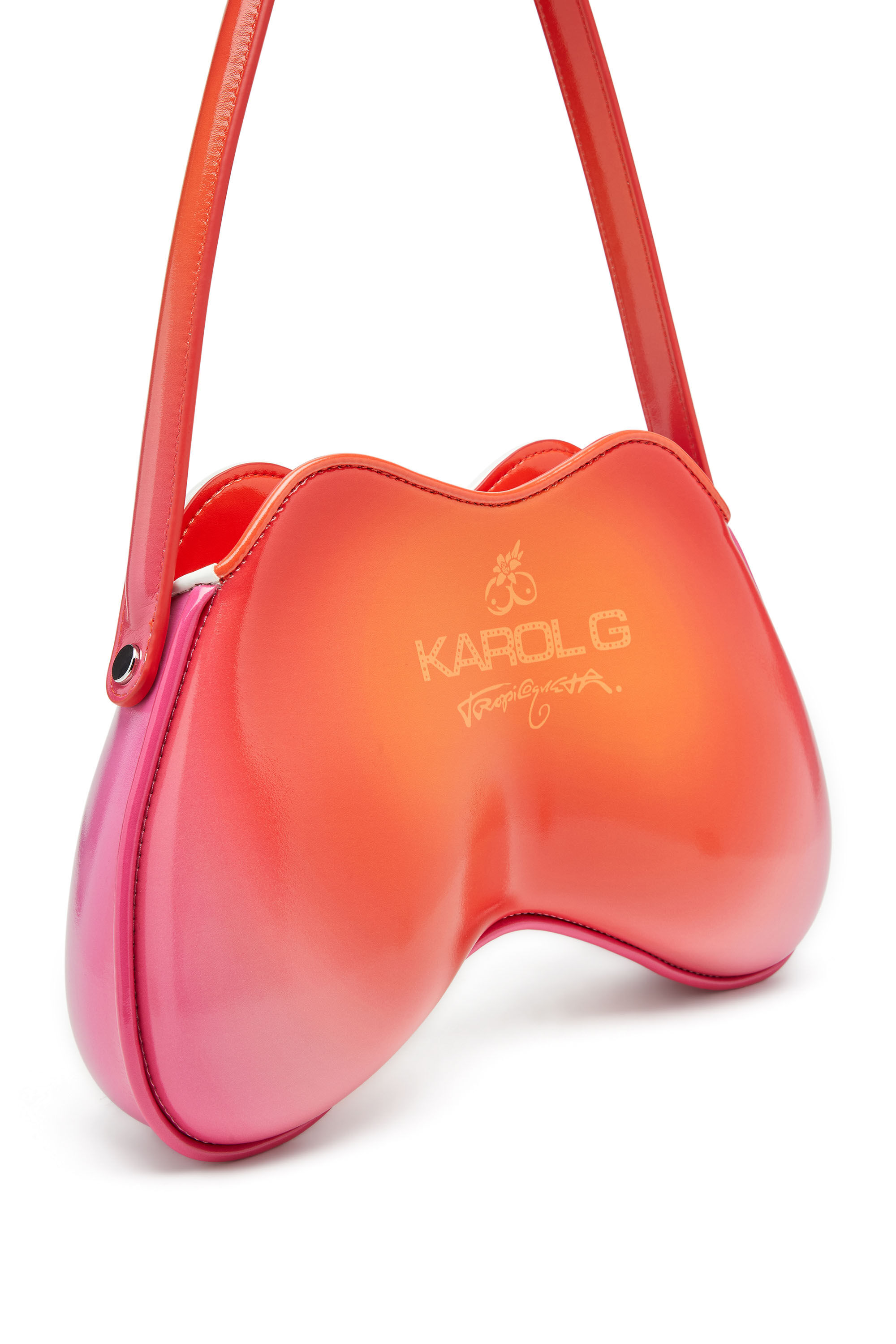 Diesel - Coconut Bl_m Bag, Woman's Double-D-Glossy shoulder bag with lotus print in White/Pink - 5