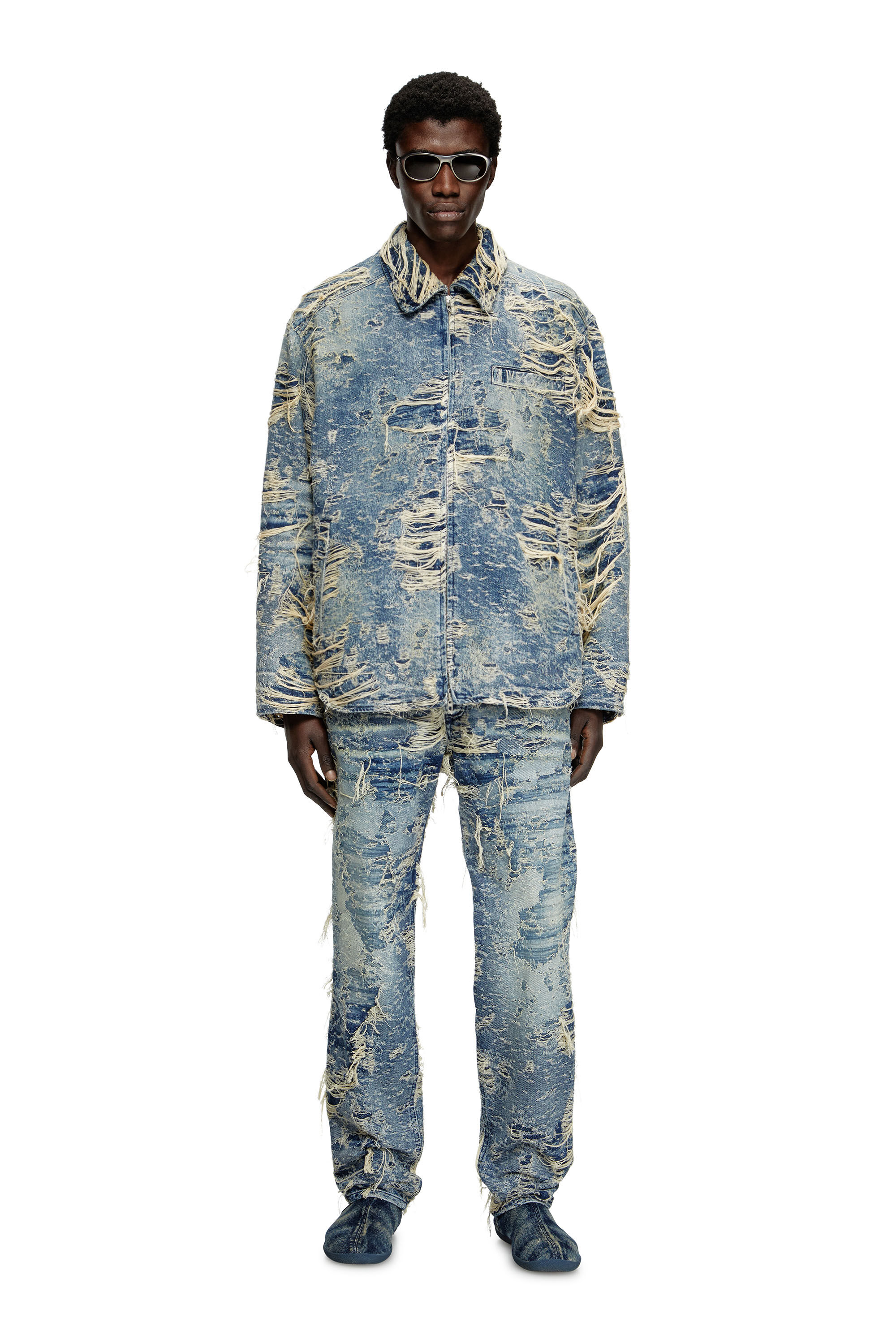 Diesel - D-IVAR-FSG1, Herren Jacke aus Denim mit fließenden Fäden in Mittelblau - 1