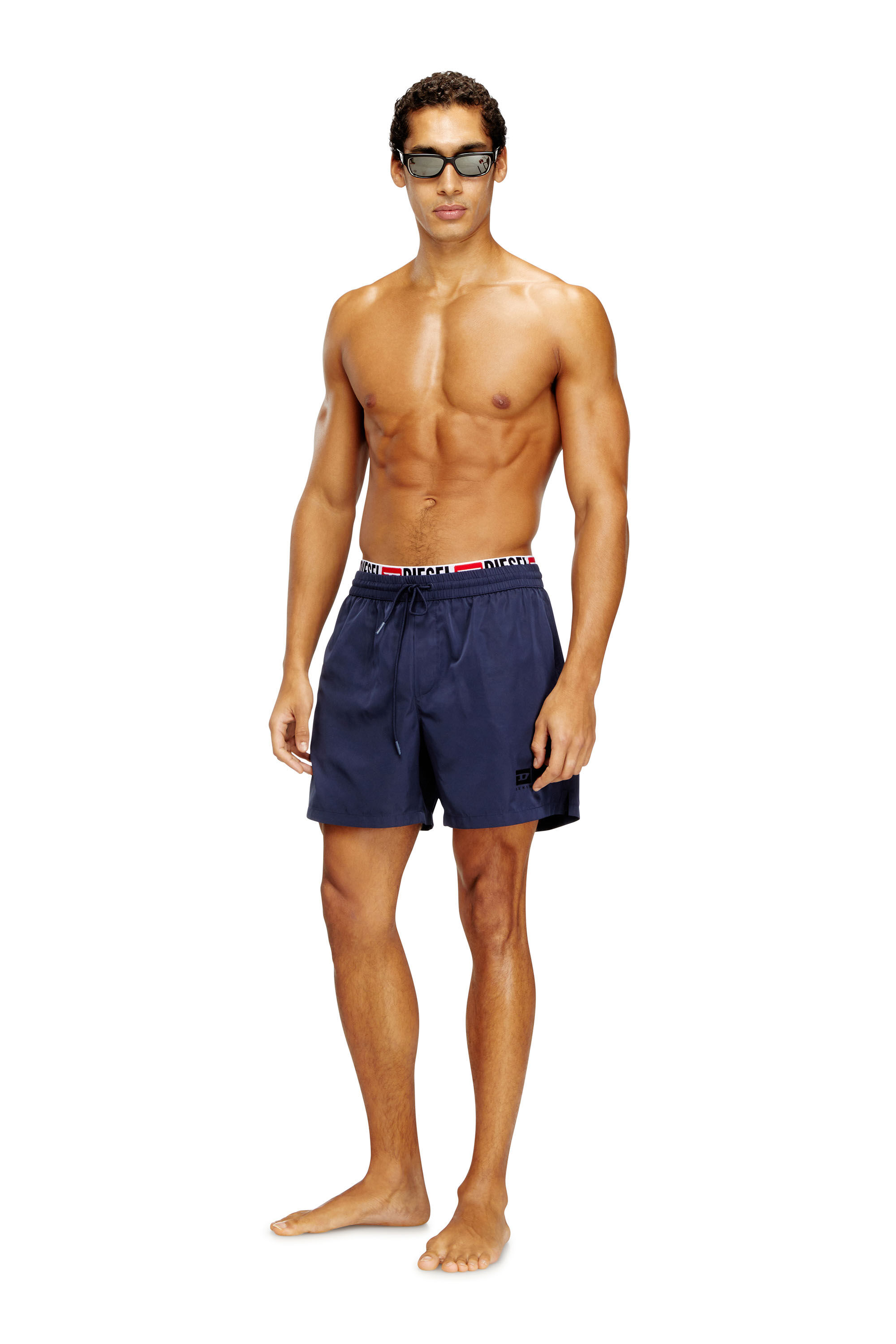 Diesel - VISPER-41-D-CORE, Herren Mittellange Badeshorts mit Logo-Print in Dunkelblau - 2