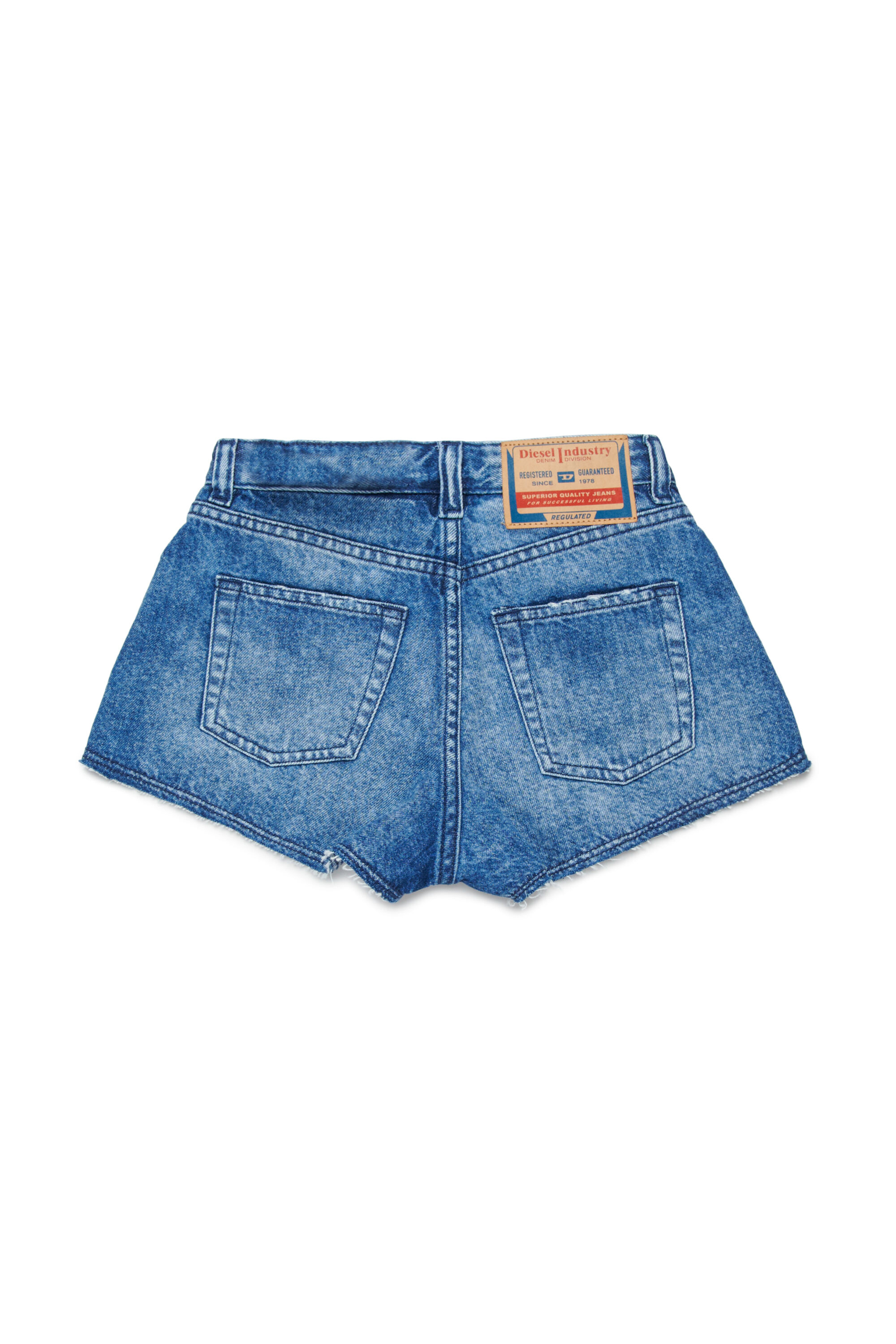 Diesel - PLAFFY, Damen Denim-Shorts mit offenen S&auml;umen in Mittelblau - 2