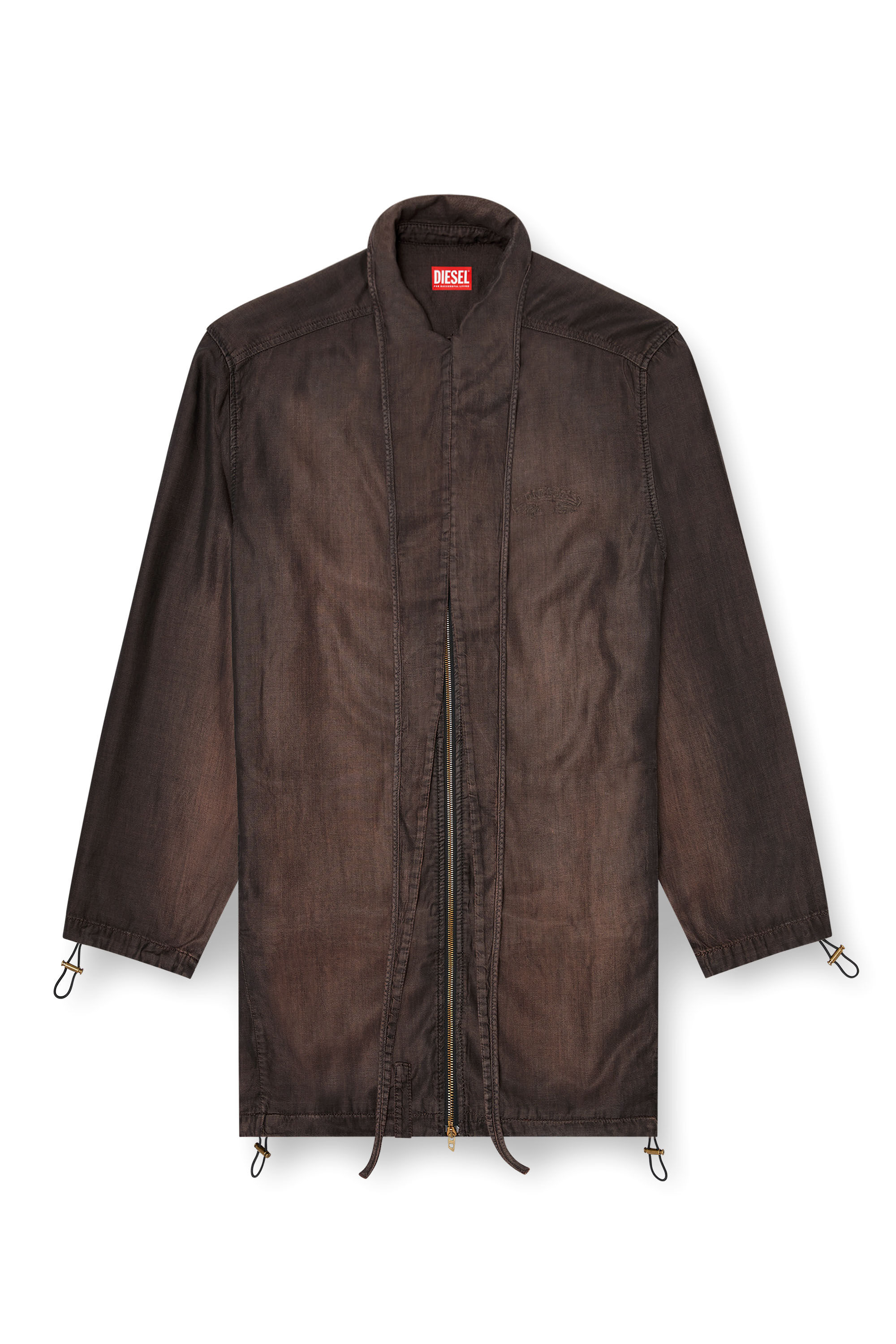 Diesel - DE-TROIT-S, Damen Leichte Jacke aus flie&szlig;endem beschichtetem Denim in Braun - 2