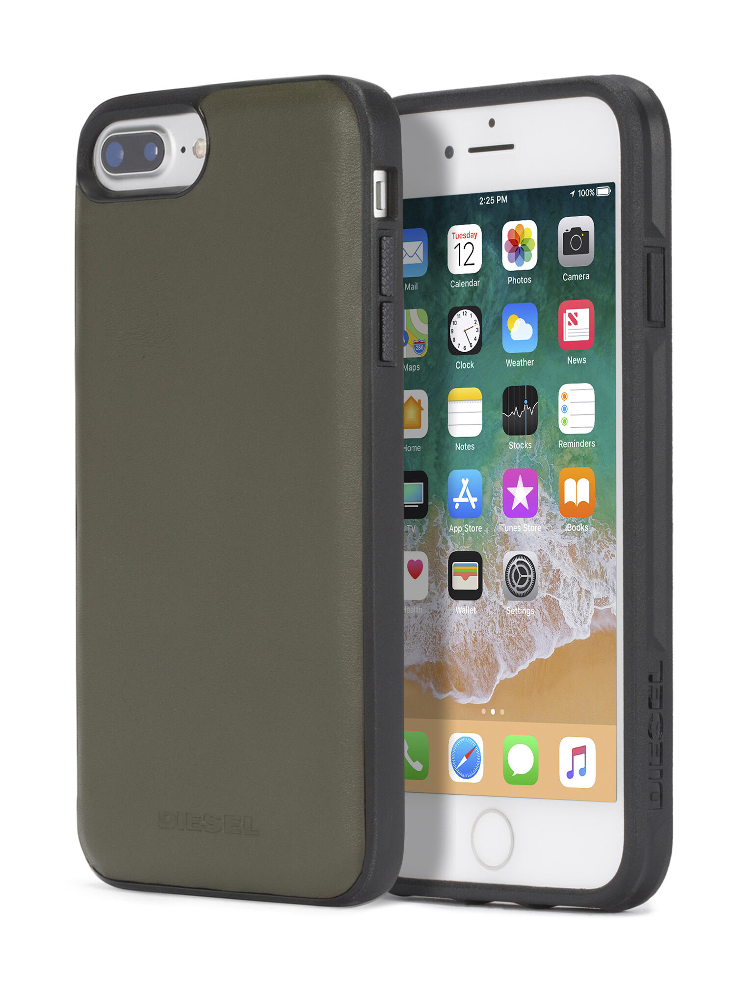 Diesel - OLIVE GREEN LEATHER IPHONE 8/7/6s/6 CASE, Unisex Schutzhülle aus grünem Leder, iPhone 8/7/6s/6 in Olivgrün - 1