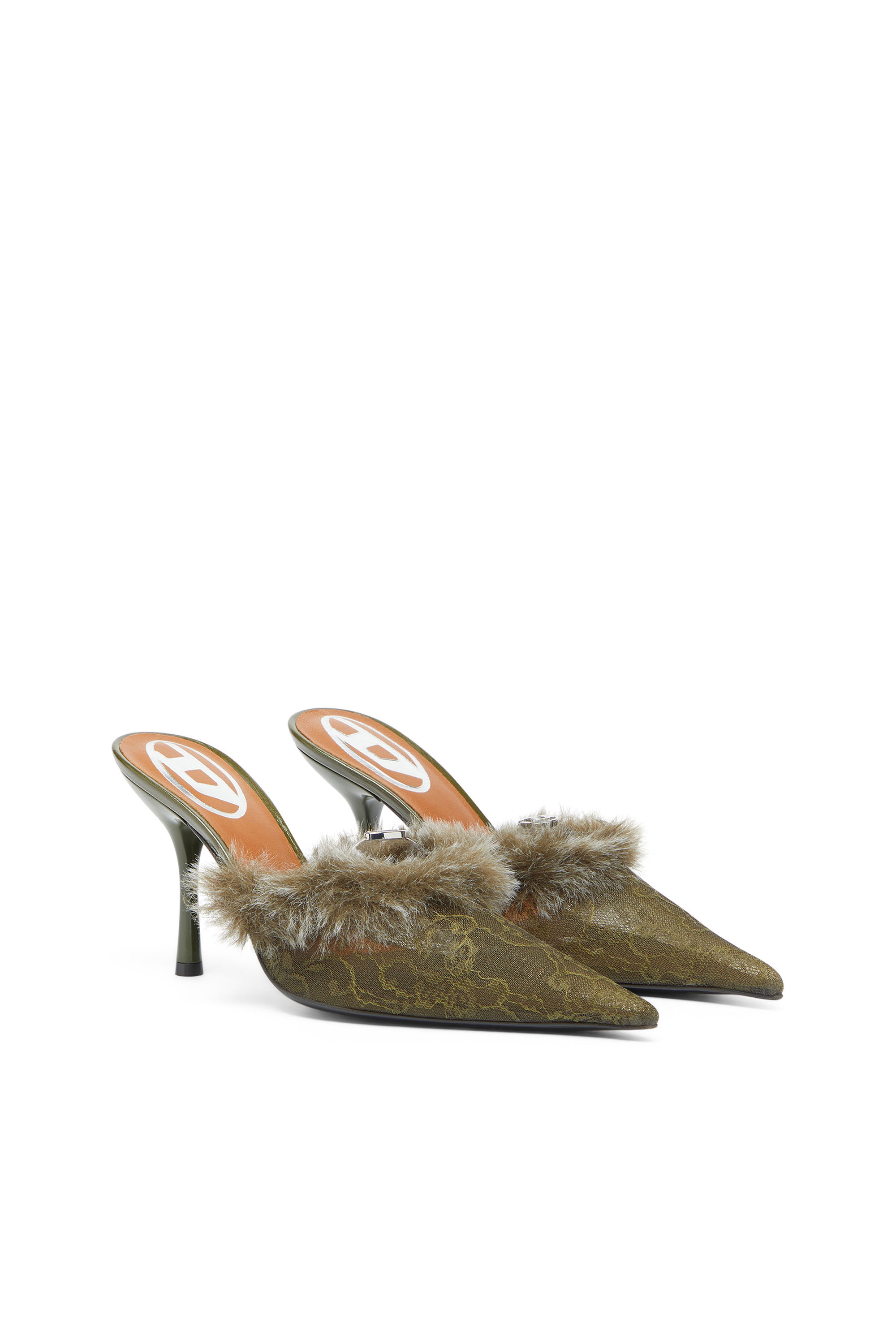 Diesel - D-JEWELS  MULE FUR 90, Damen D-Ten&Half - Mules aus Nylon mit flauschigem Besatz in null - 2
