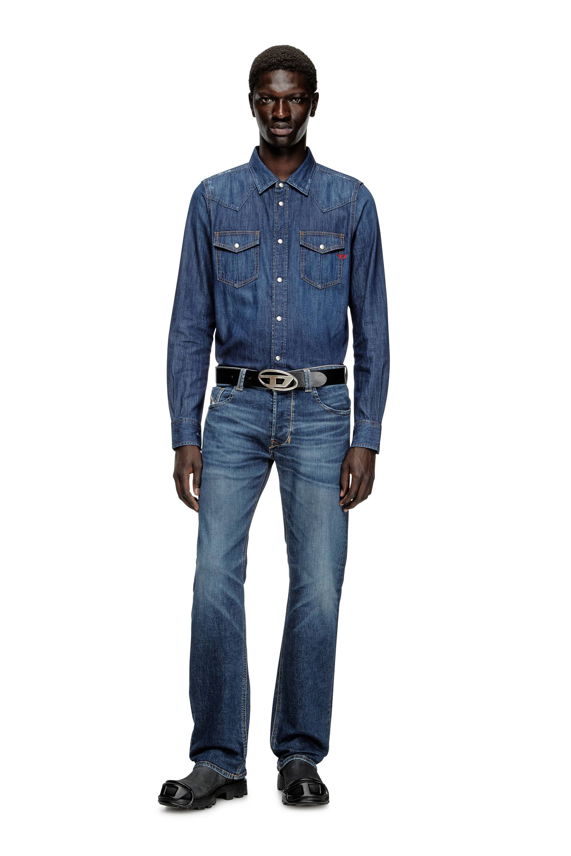 Diesel - D-VEGA, Herren Overshirt aus Denim in Dunkelblau - 1