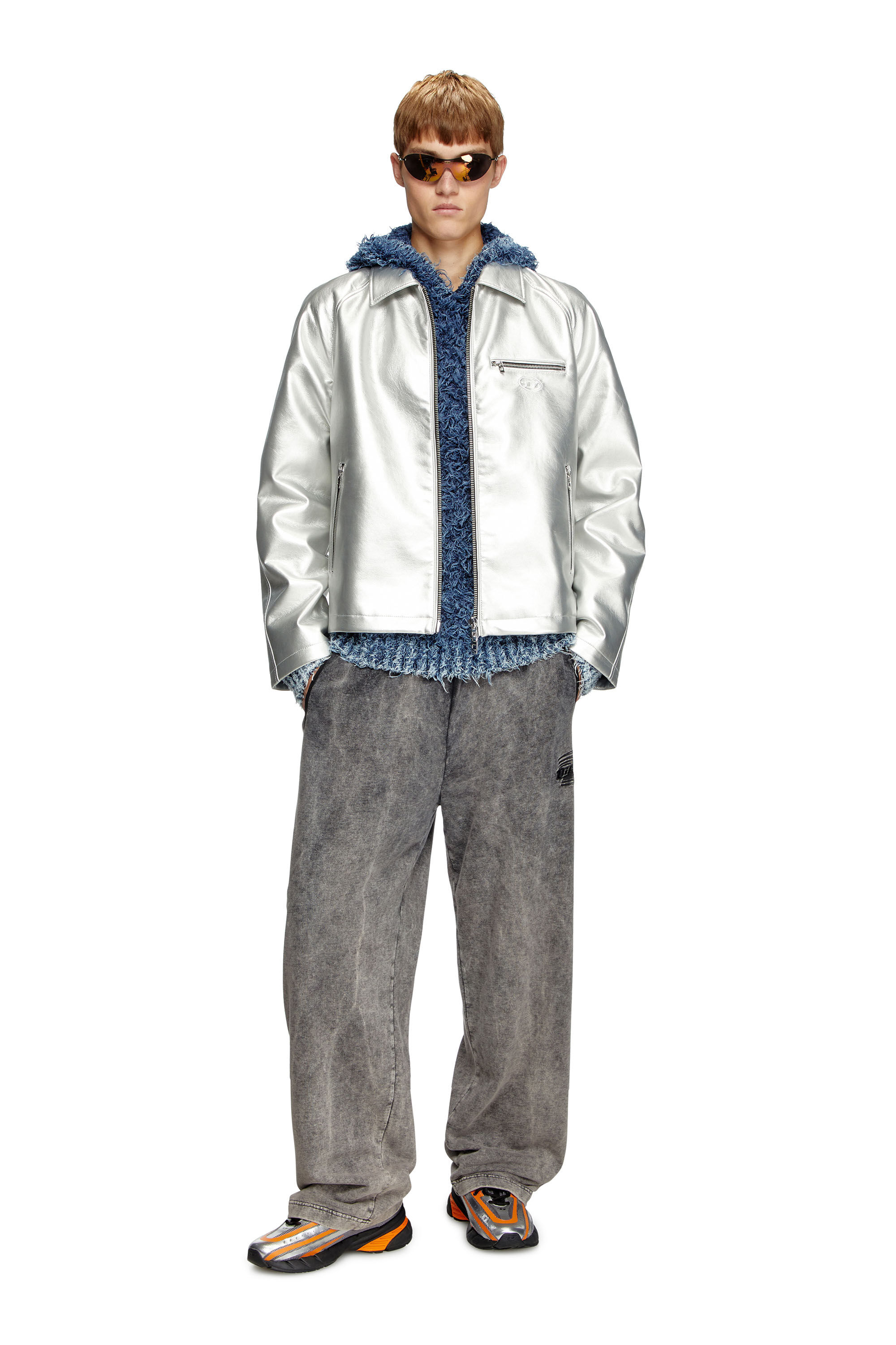 Diesel - J-THOME, Unisex Metallic-Coachjacke in Silber - 1