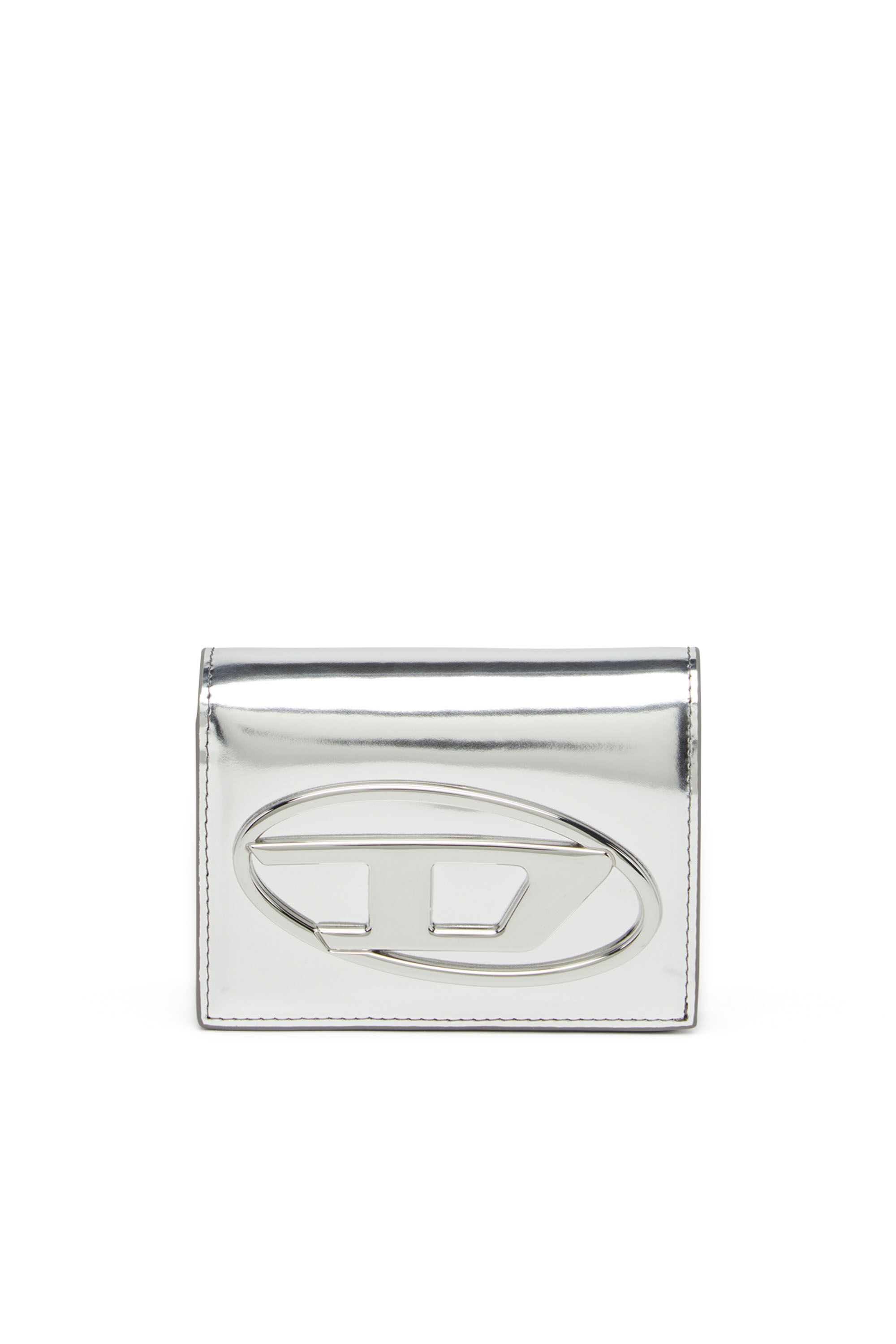 Diesel - 1DR BI FOLD III, Damen Bifold-Portemonnaie aus Hochglanzleder in Silber - 1