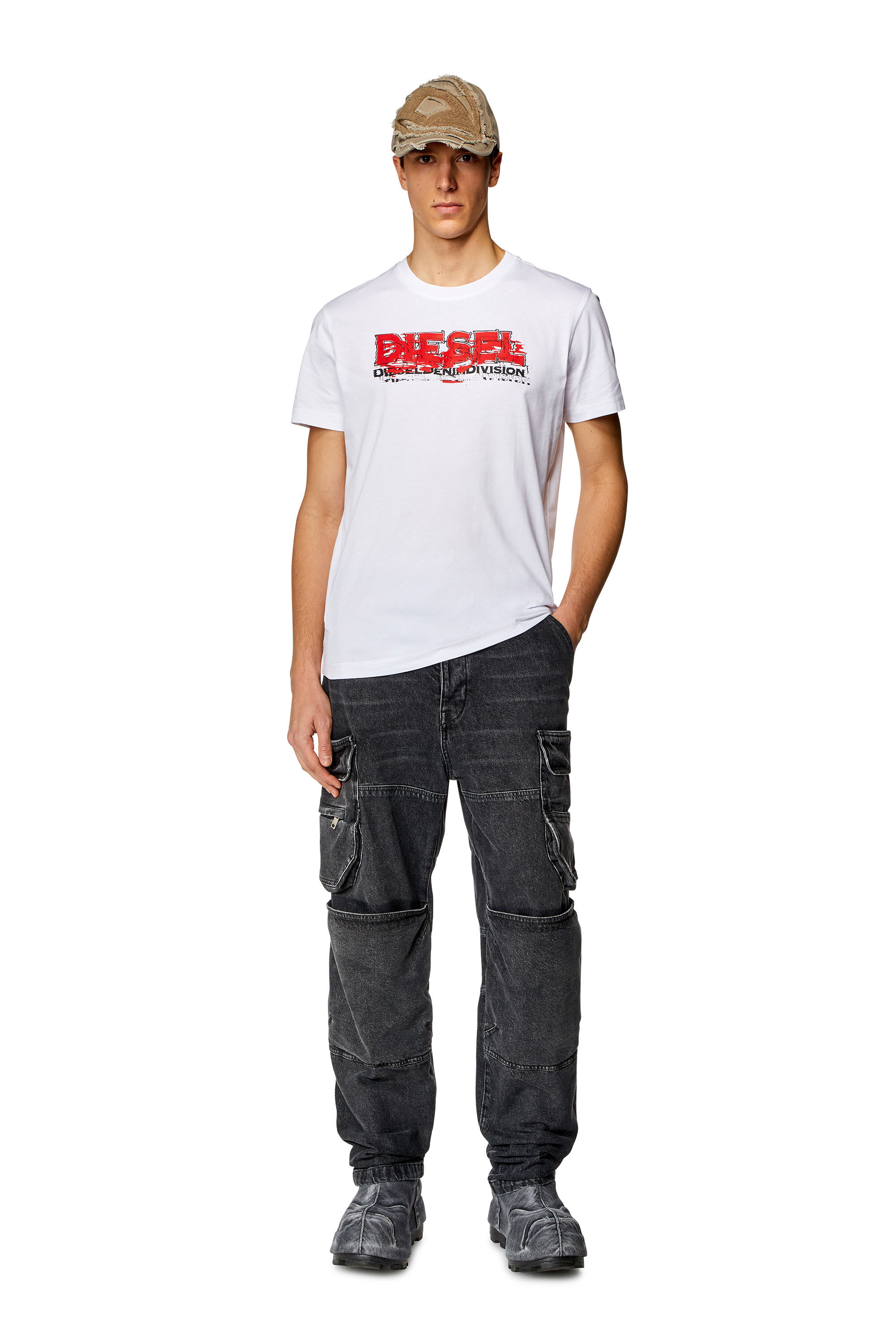 Diesel - T-DIEGOR-K70, Man T-shirt with glitchy logo in White - Image 1