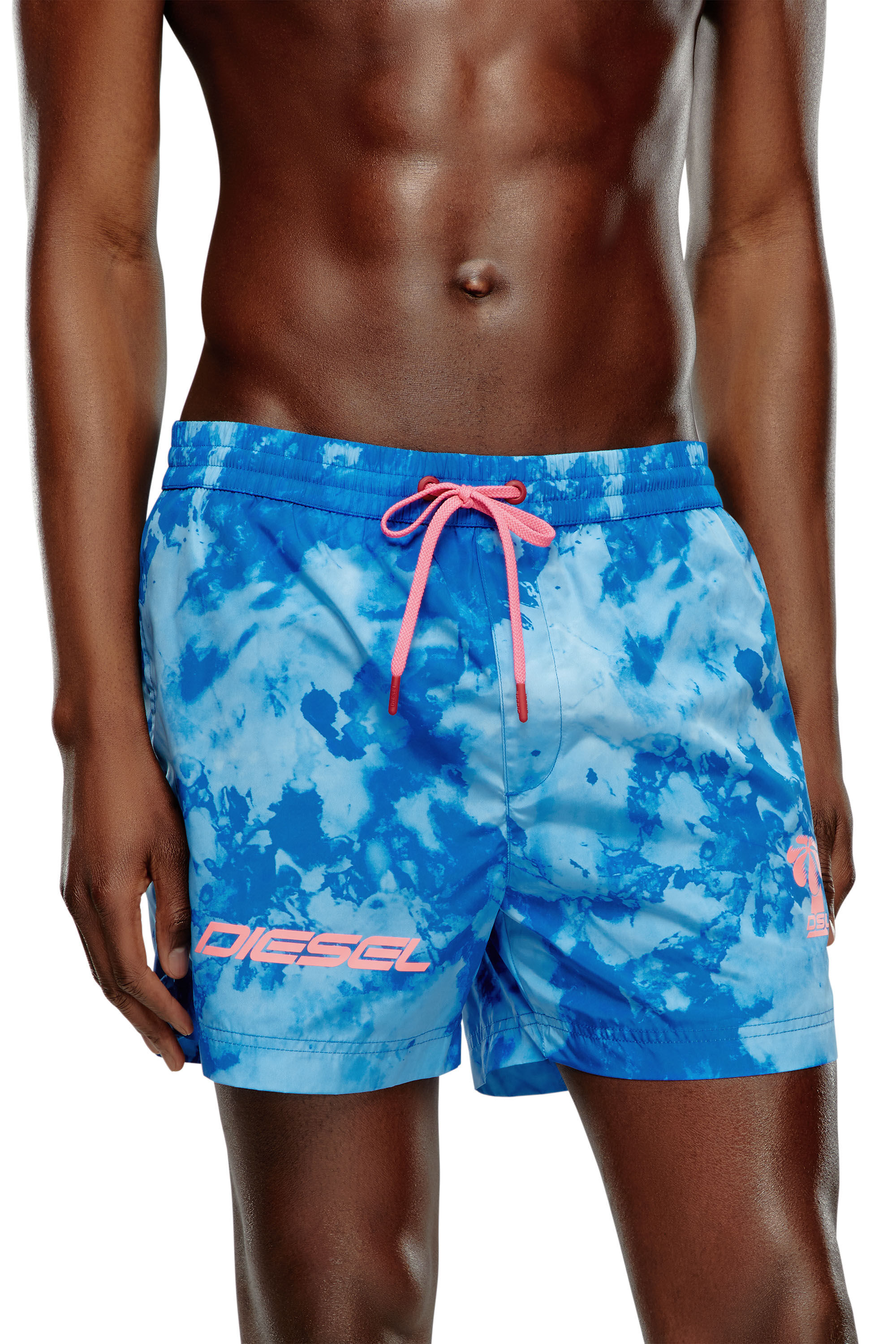 Diesel - BMBX-KEN-37-ZIP, Man Mid-length printed swim shorts in Blue - Image 1