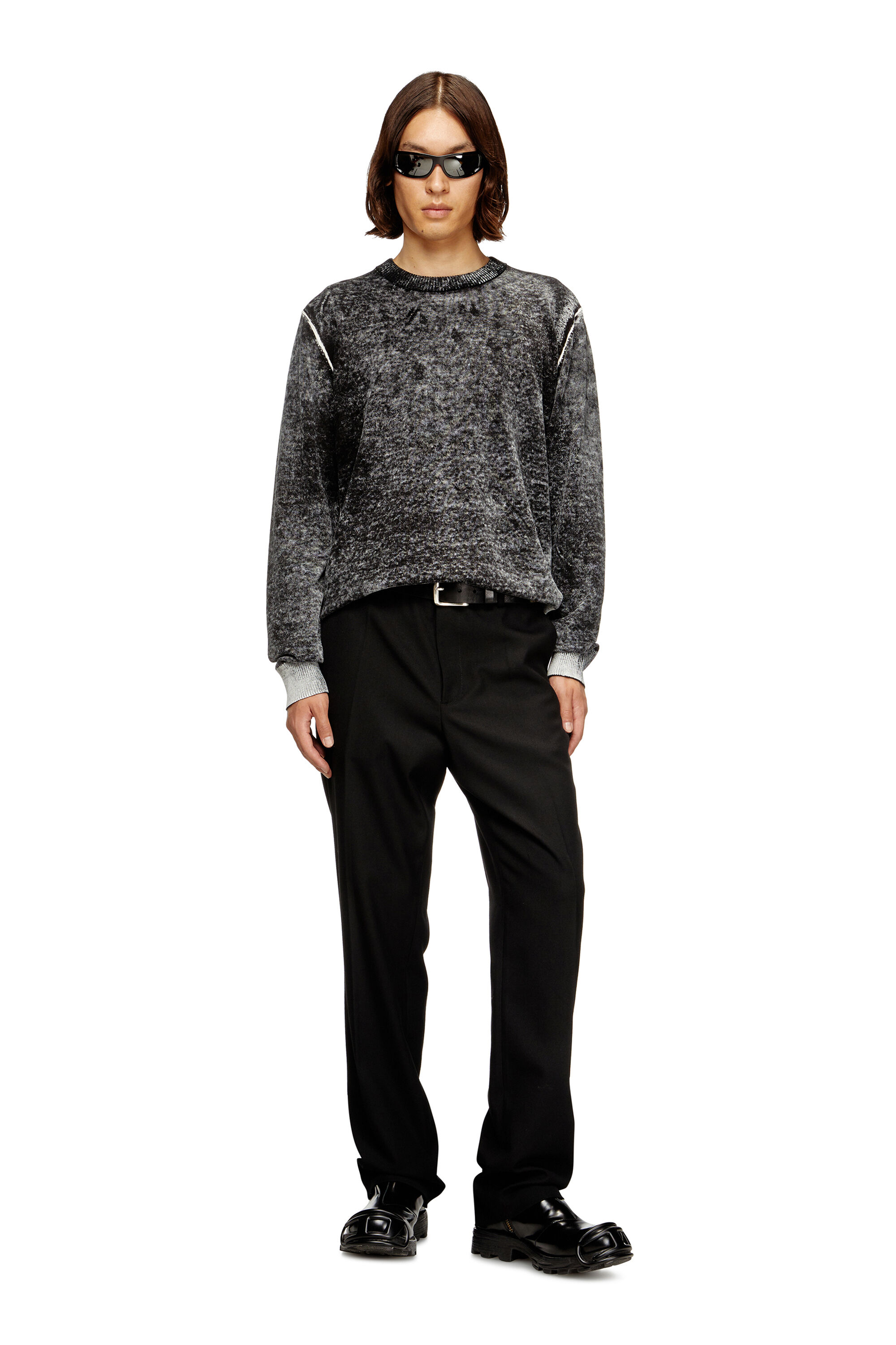 Diesel - K-LAURENT, Herren Pullover mit verblasstem R&uuml;ckendruck in Grau - 1