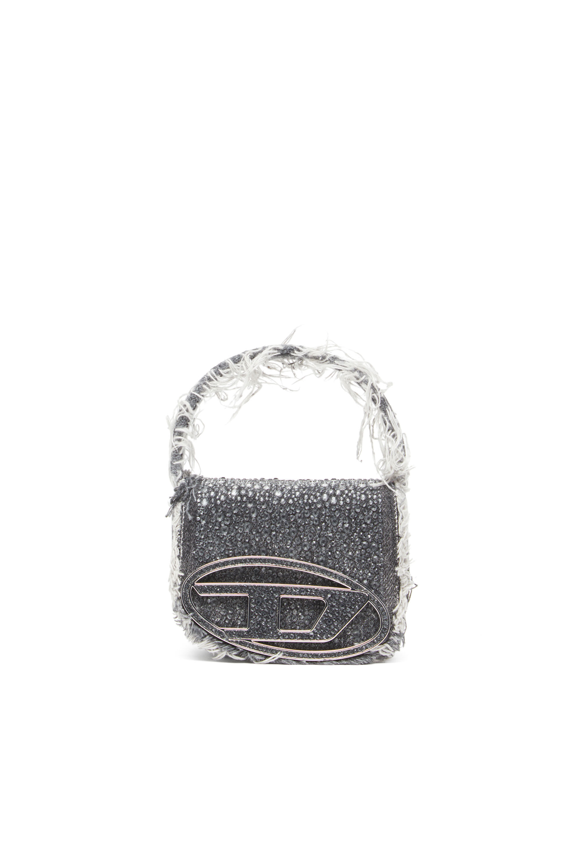 Diesel - 1DR XS, Woman 1DR XS-Iconic mini bag in denim and crystals in Black - Image 1