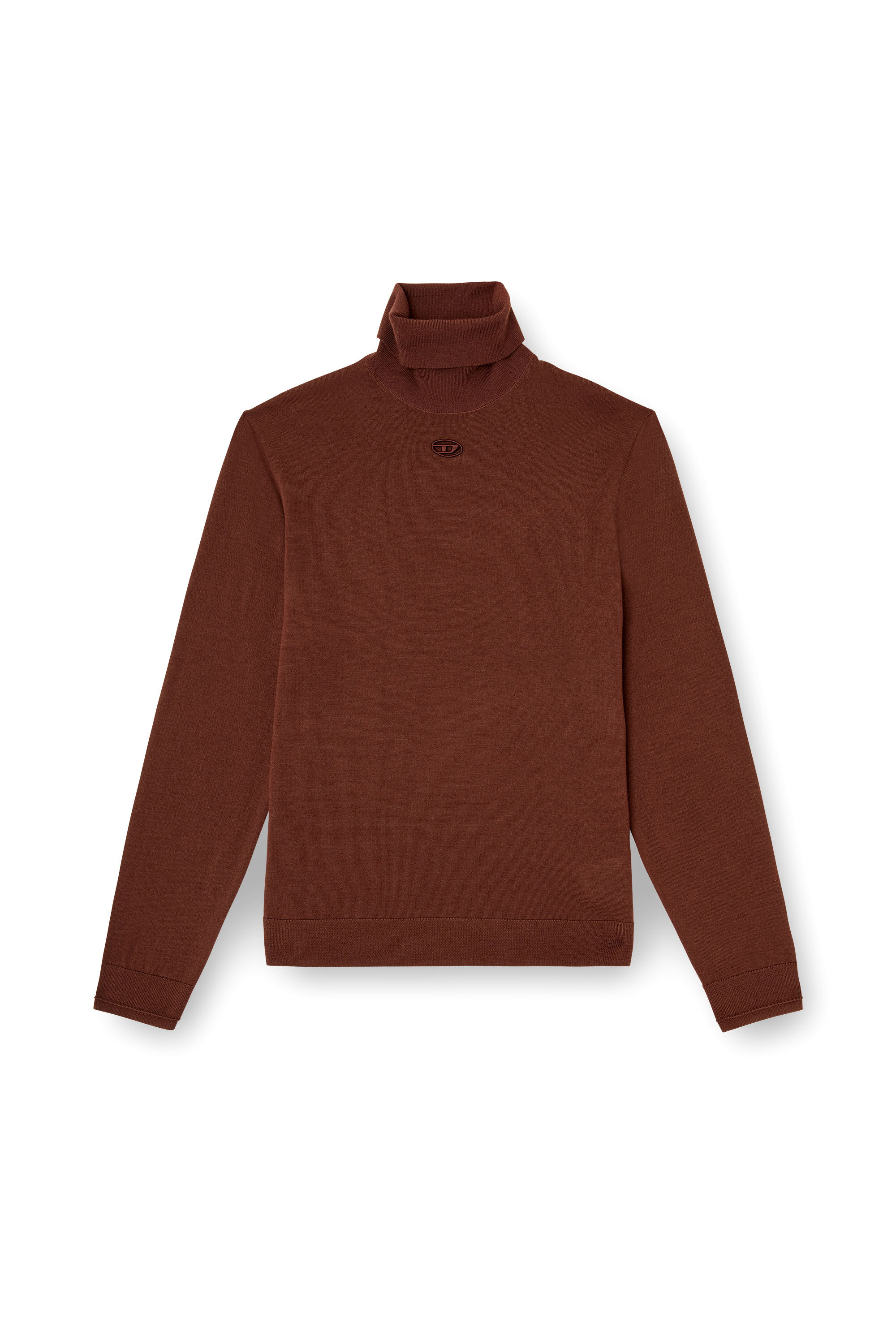 Diesel - K-VARTA, Herren Rollkragenpullover aus Wolle mit Cutout-Logo in Braun - 2