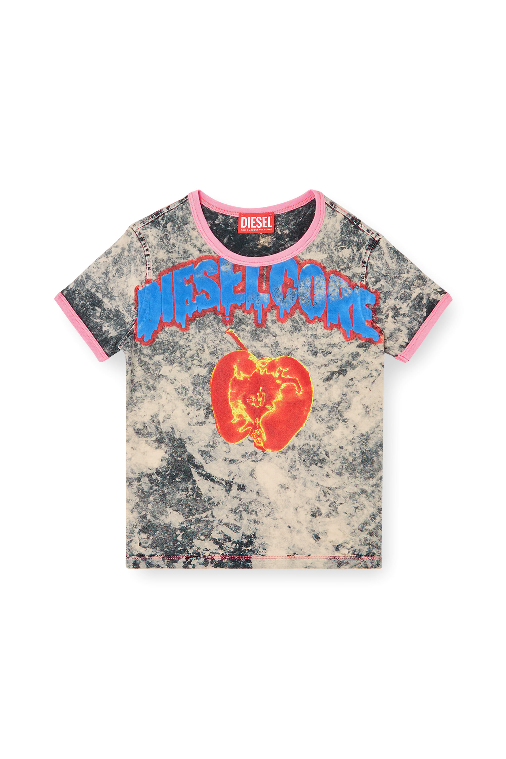 Diesel - T-UNCUTIES-SHORT-Q1, Damen T-Shirt mit Diesel Core-Print in Grau - 2