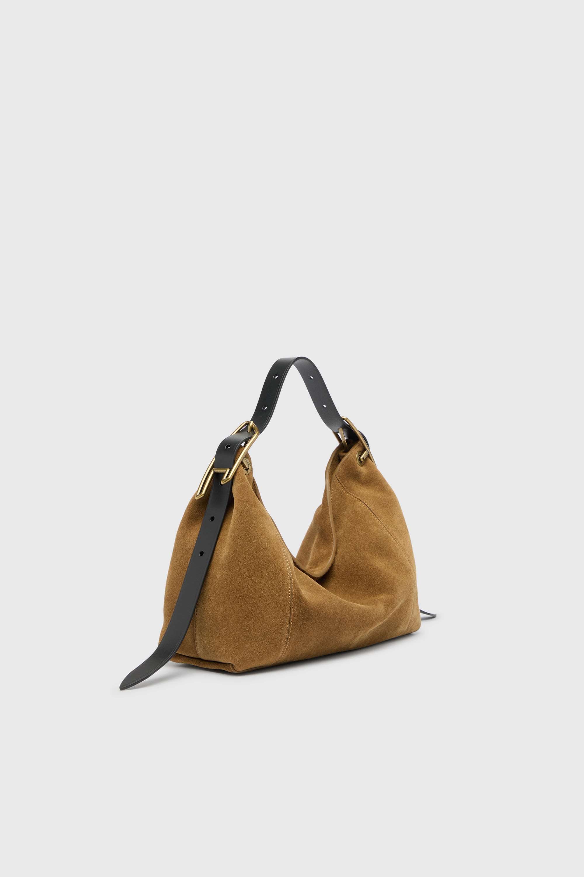 Diesel - D-LINE HOBO S, Damen D-Line Schultertasche aus gewachstem Veloursleder in Hellbraun - 6