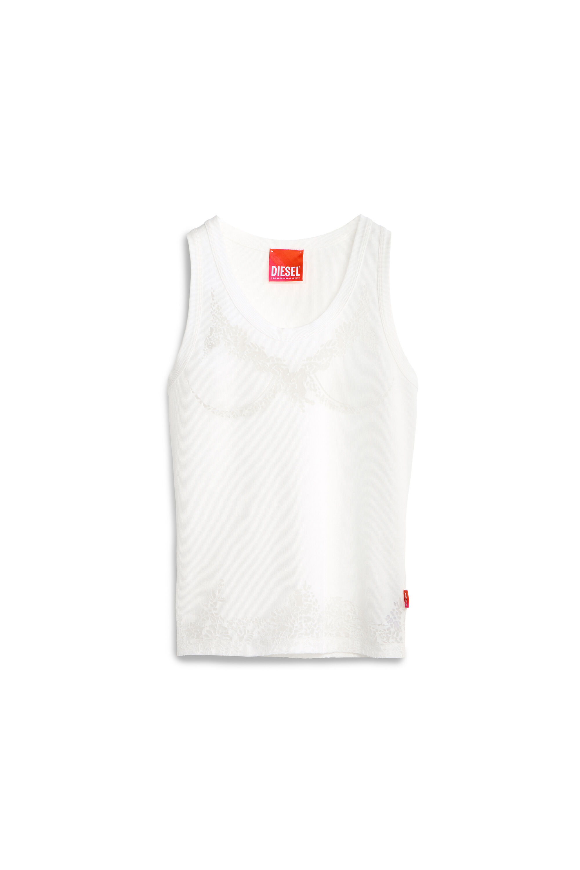 Diesel - PR-T-ANKI-LACE-R, Damen Tanktop mit devor&eacute;-Spitze-Effekt in Wei&szlig; - 2
