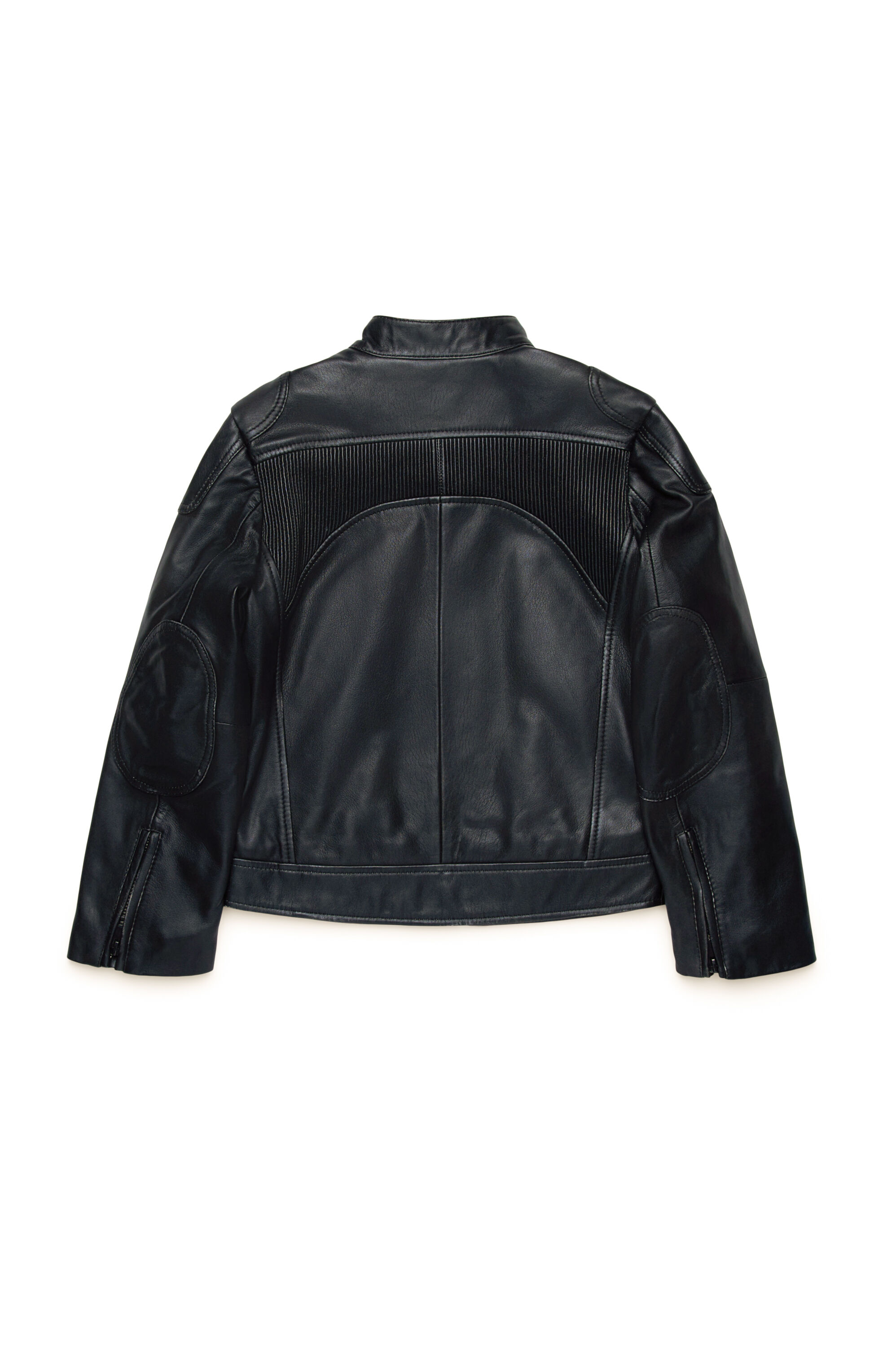 Diesel - JLHEIN, Man Leather biker jacket with embossed Oval D in Black - Image 2