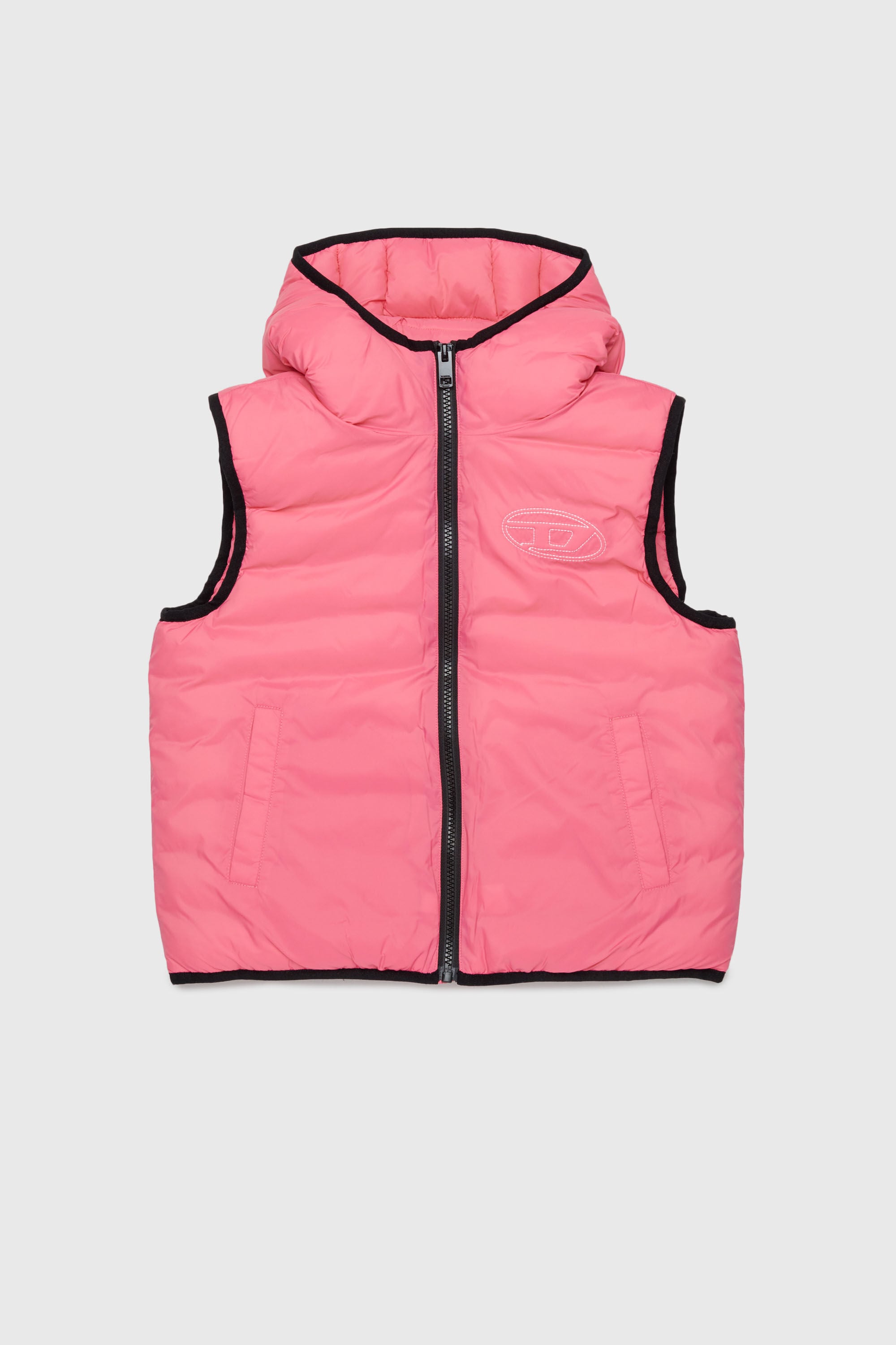 Diesel - JOSIP, Unisex Weste mit Kapuze aus wattiertem Nylon in Rosa - 1