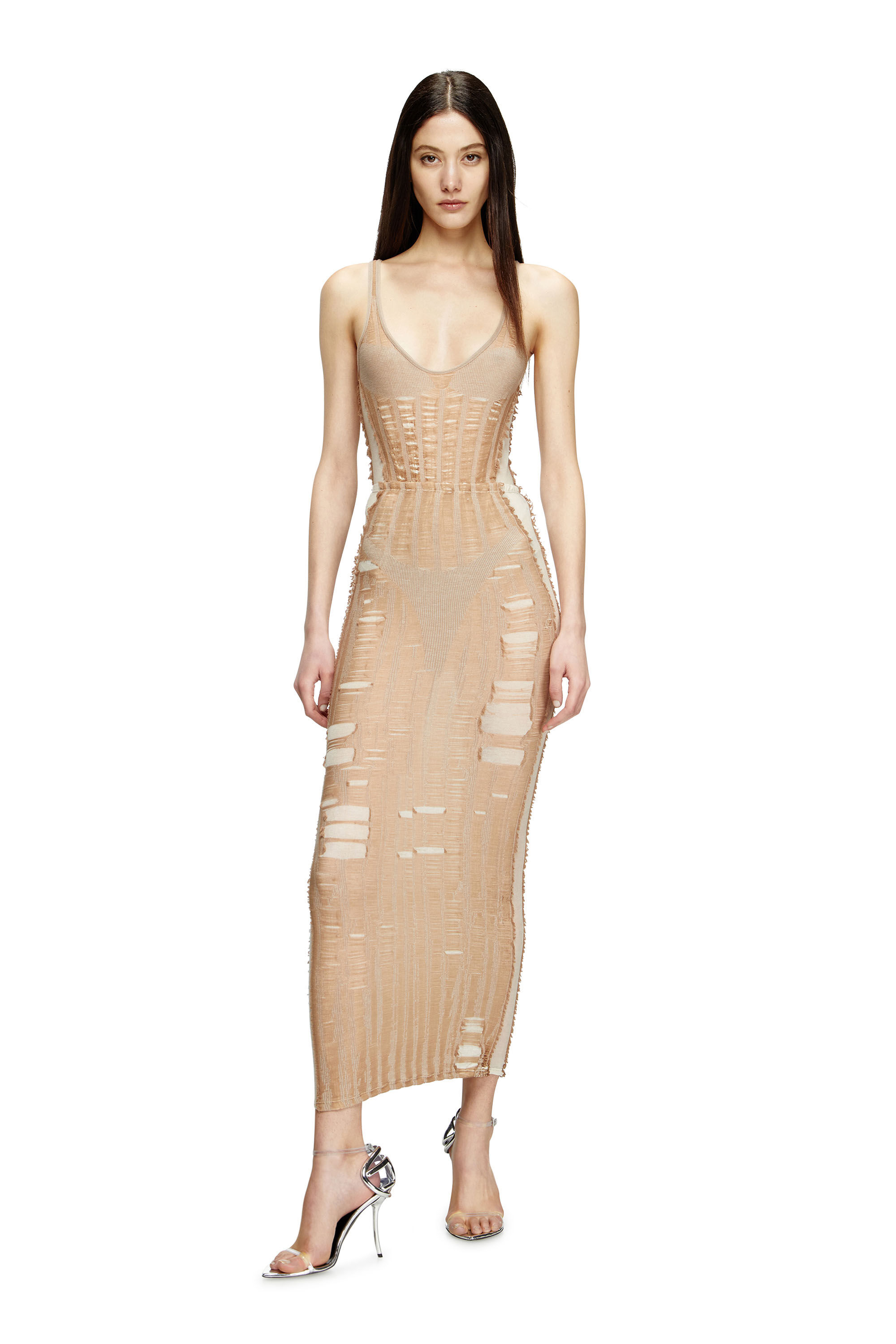 Diesel - M-CALIPSO-BODY, Damen Nahtloser Body mit Dessous-Illusion in Beige - 1