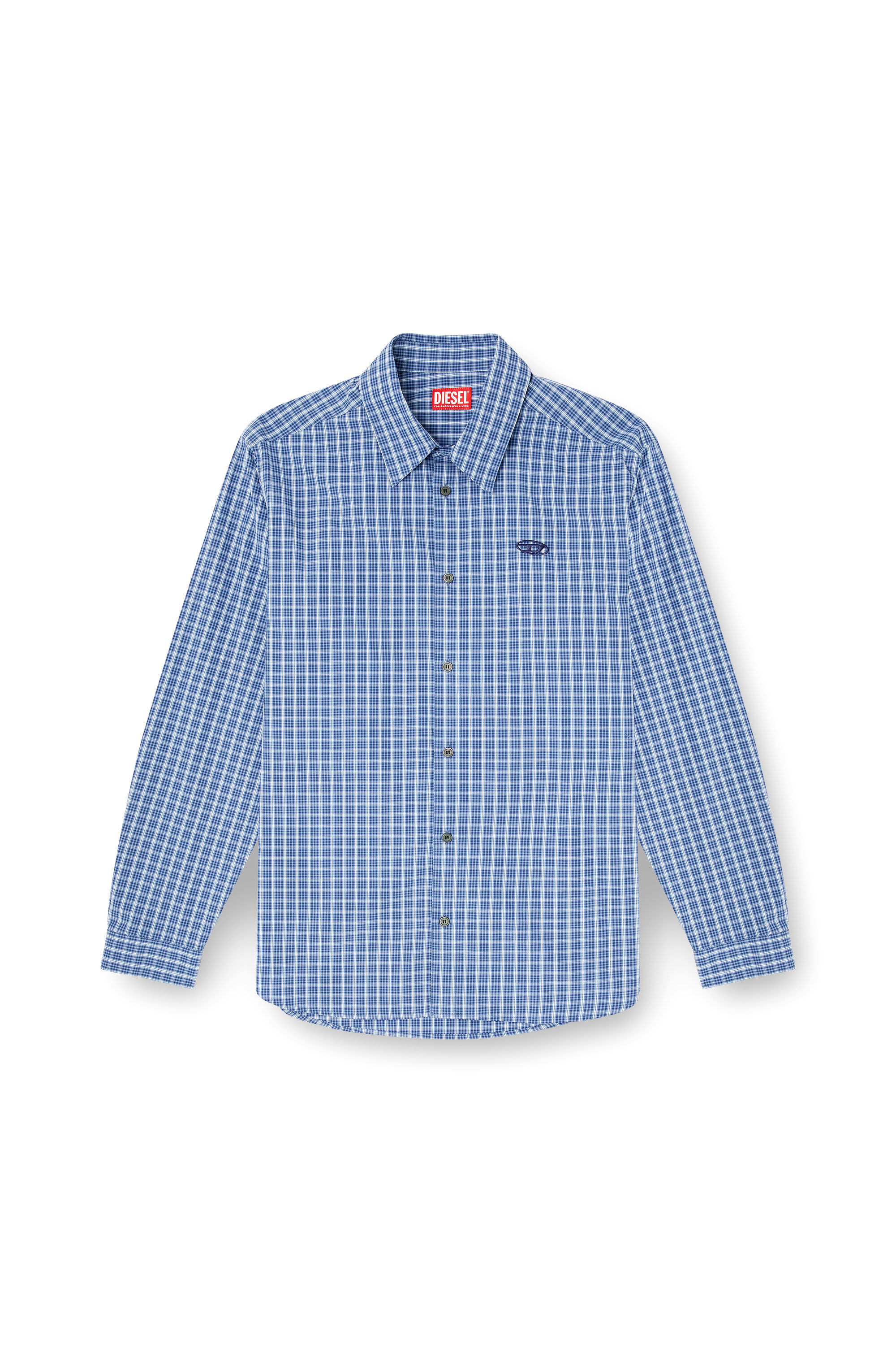 Diesel - S-SIMPLY-DLBV, Herren Karo-Shirt mit Oval D-Stickerei in Blau - 2