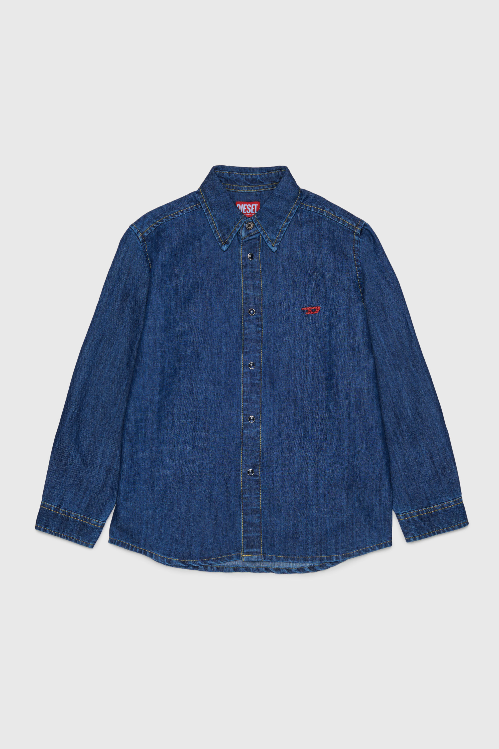 Diesel - CSIMPLY-OVER, Herren Denimhemd mit D-Logo-Stickerei in Mittelblau - 1