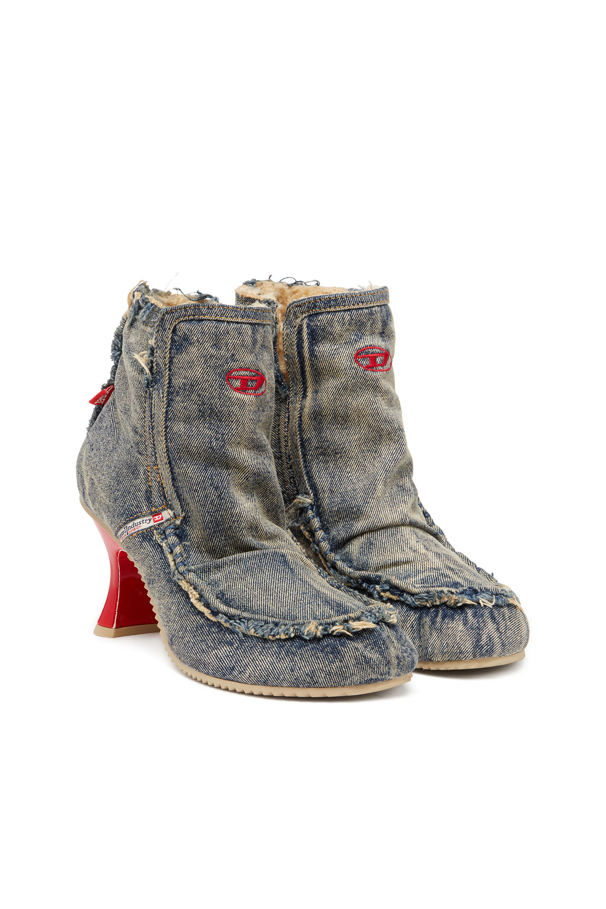 Diesel - D-WOODSTOCK HEEL AB, Damen D-Woodstock - Stiefel aus Denim mit Absatz in Blau - 2
