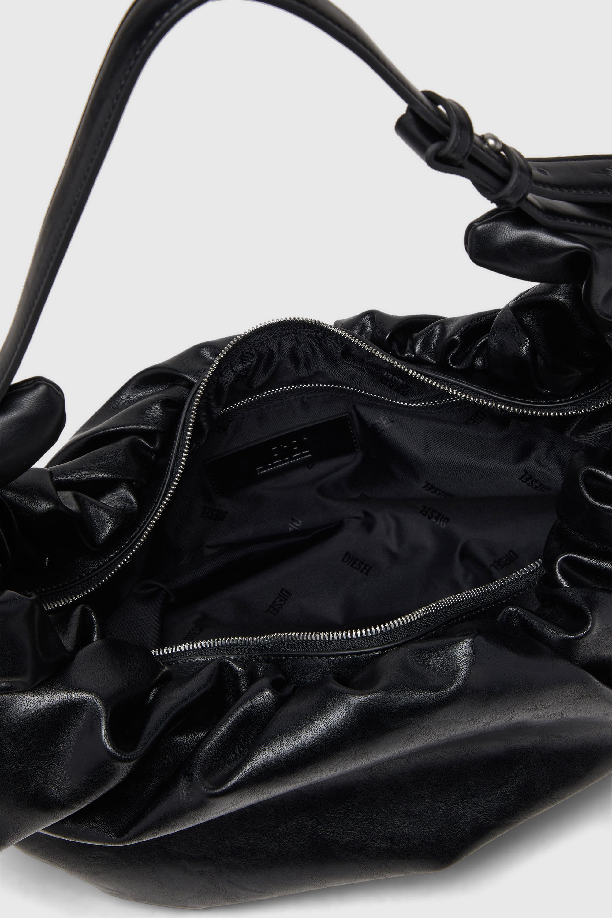 Diesel - GRAB-D HOBO L, Damen Grab-D-Gro&szlig;e zerknitterte Hobo-Tasche in Schwarz - 4